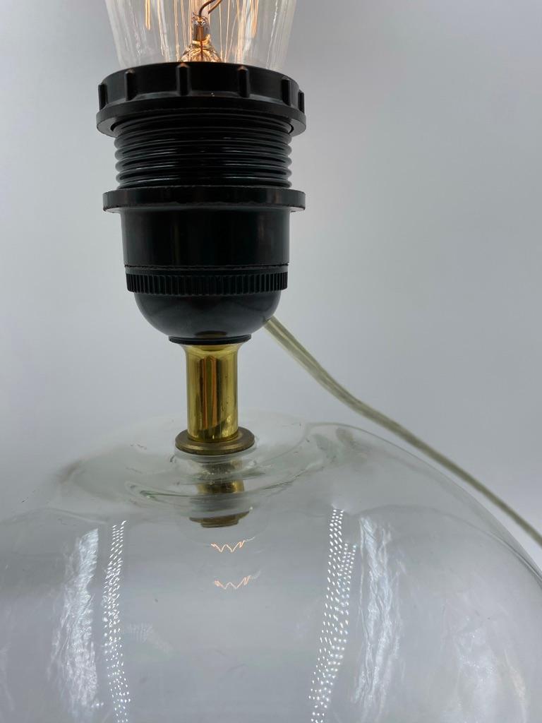 Hollywood Regency Glass Sphere Table Lamp Recency Style, 1980s