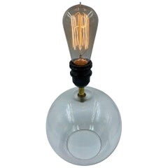 Glass Sphere Table Lamp Recency Style, 1980s