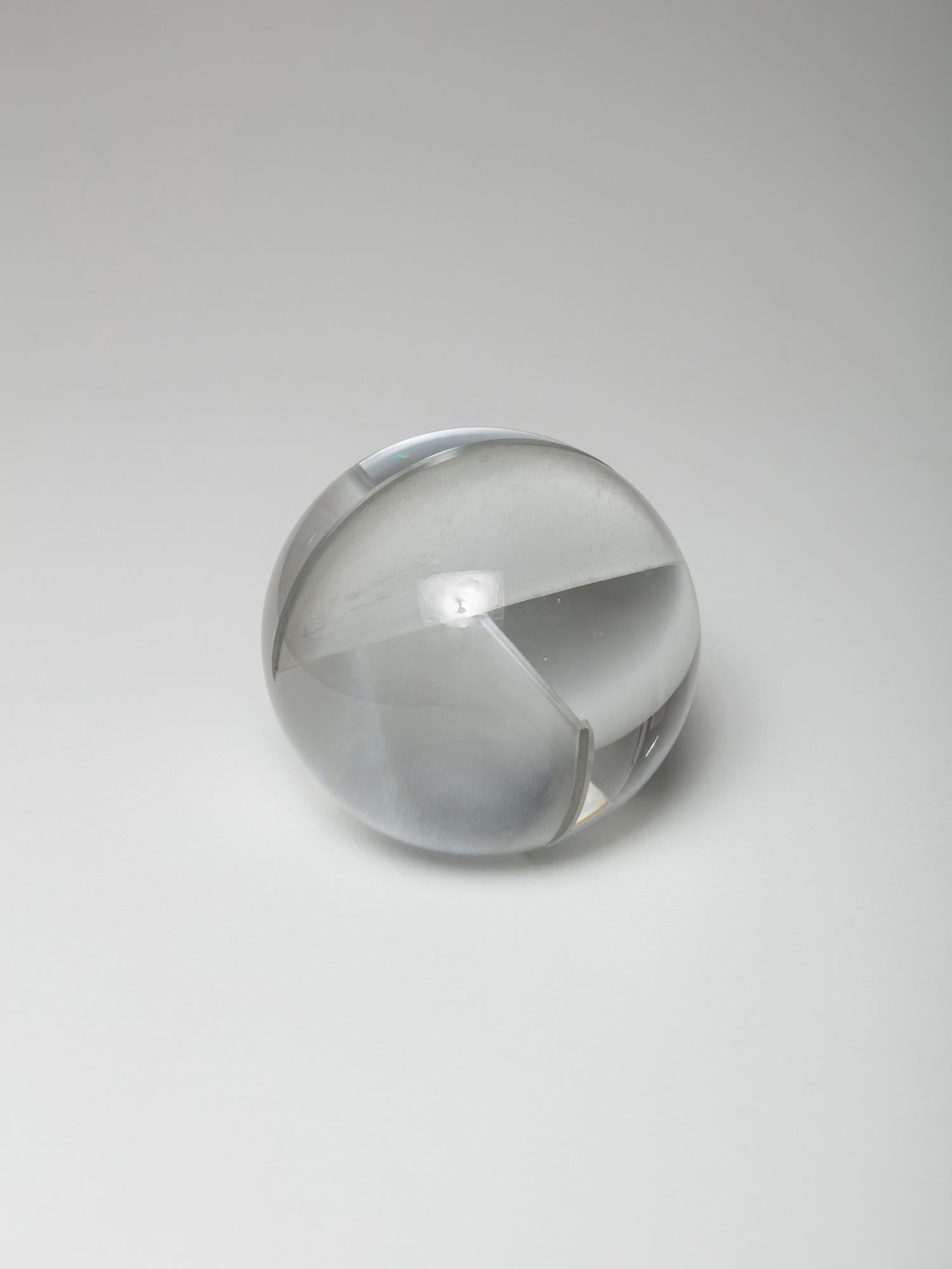 Minimalist Crystal Spherical Sculpture by Floris Meydam for Leerdam, Netherlands, 1960s