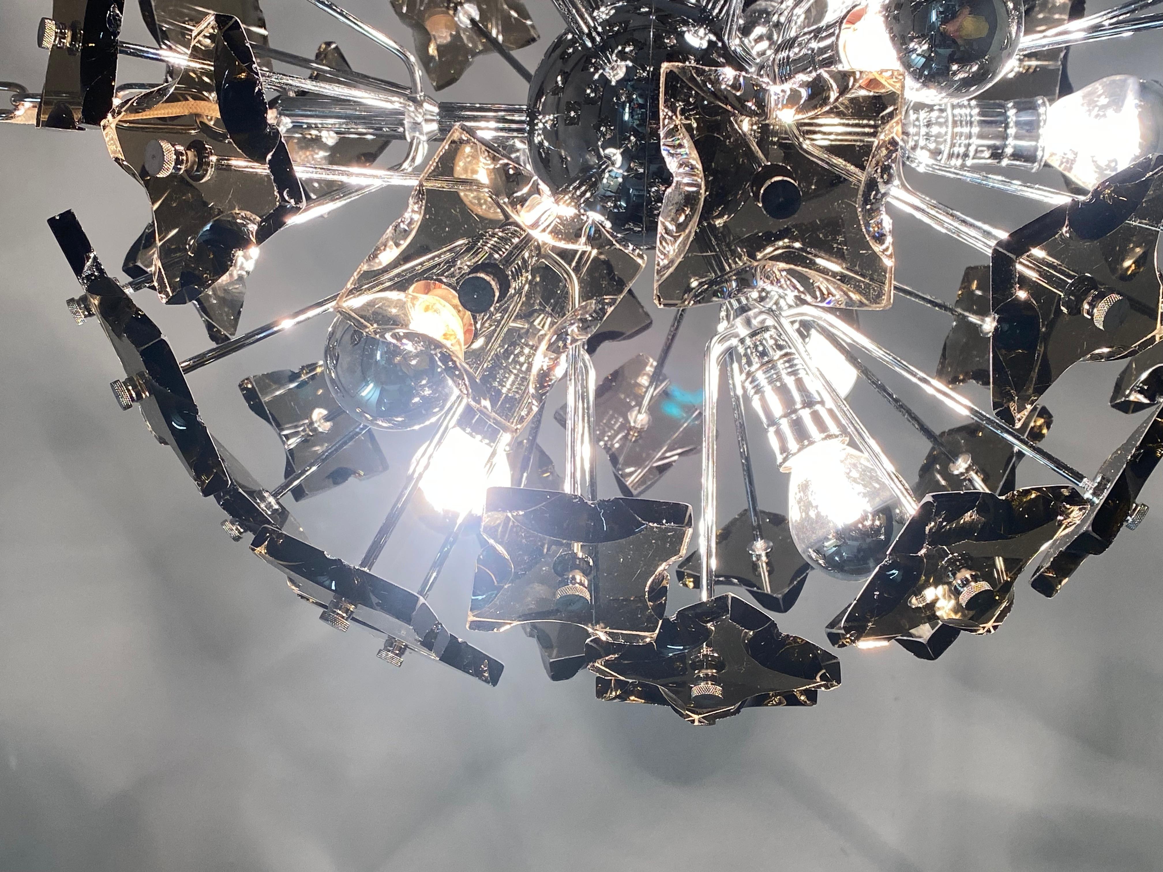 Glass Sputnik Chandelier by Fontana Arte For Sale 5