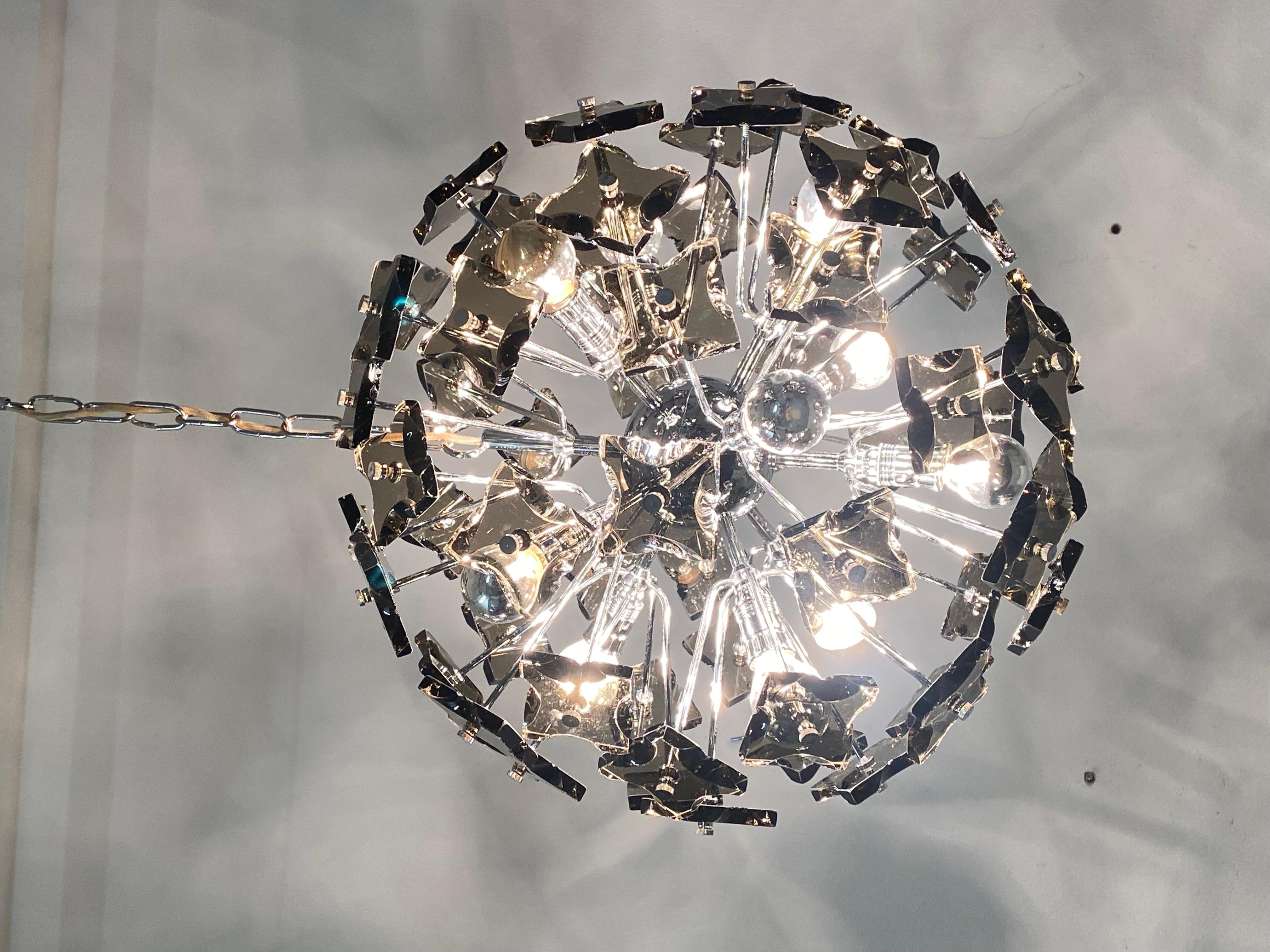 Glass Sputnik Chandelier by Fontana Arte For Sale 6