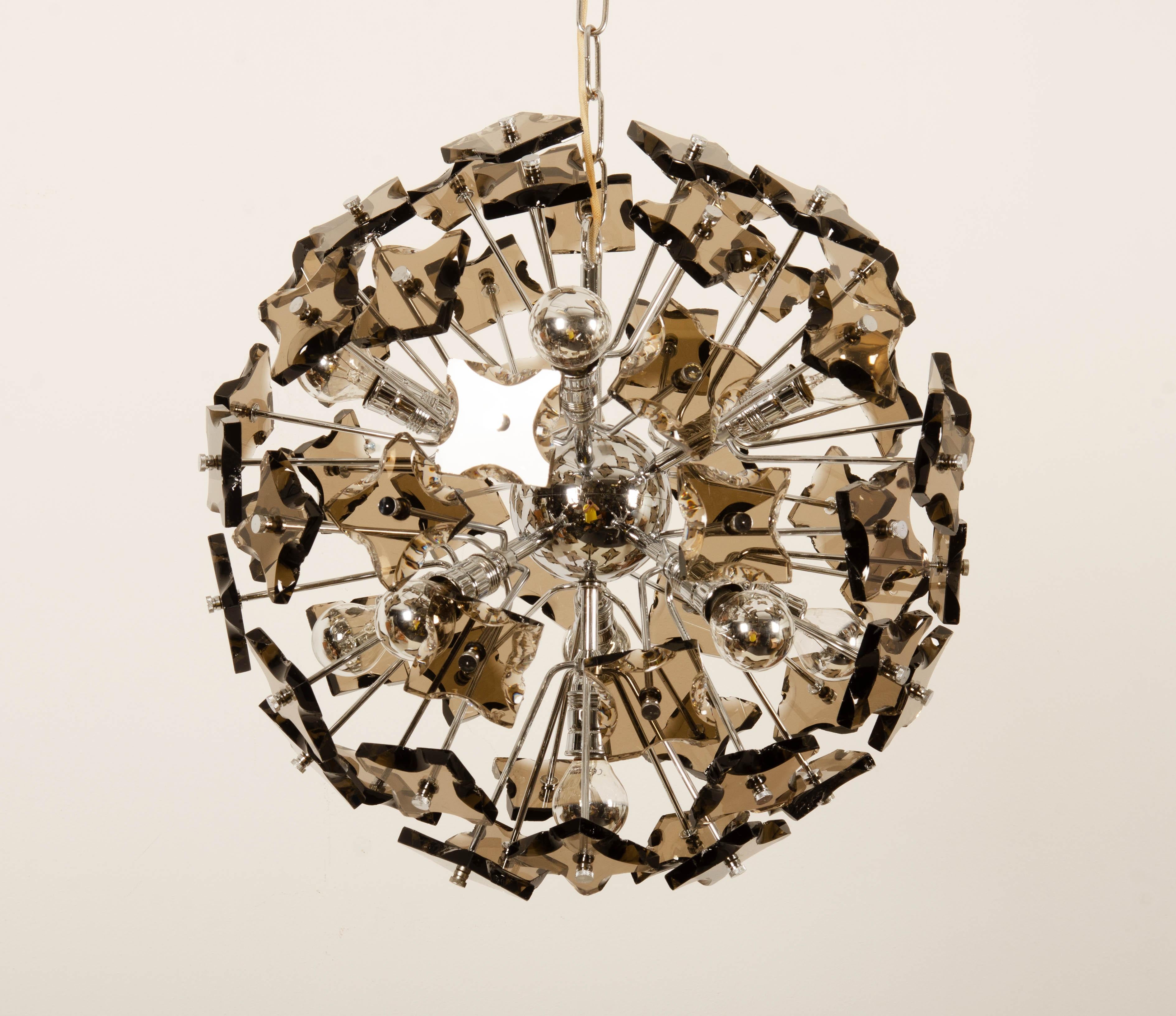 Glass Sputnik Chandelier by Fontana Arte For Sale 1