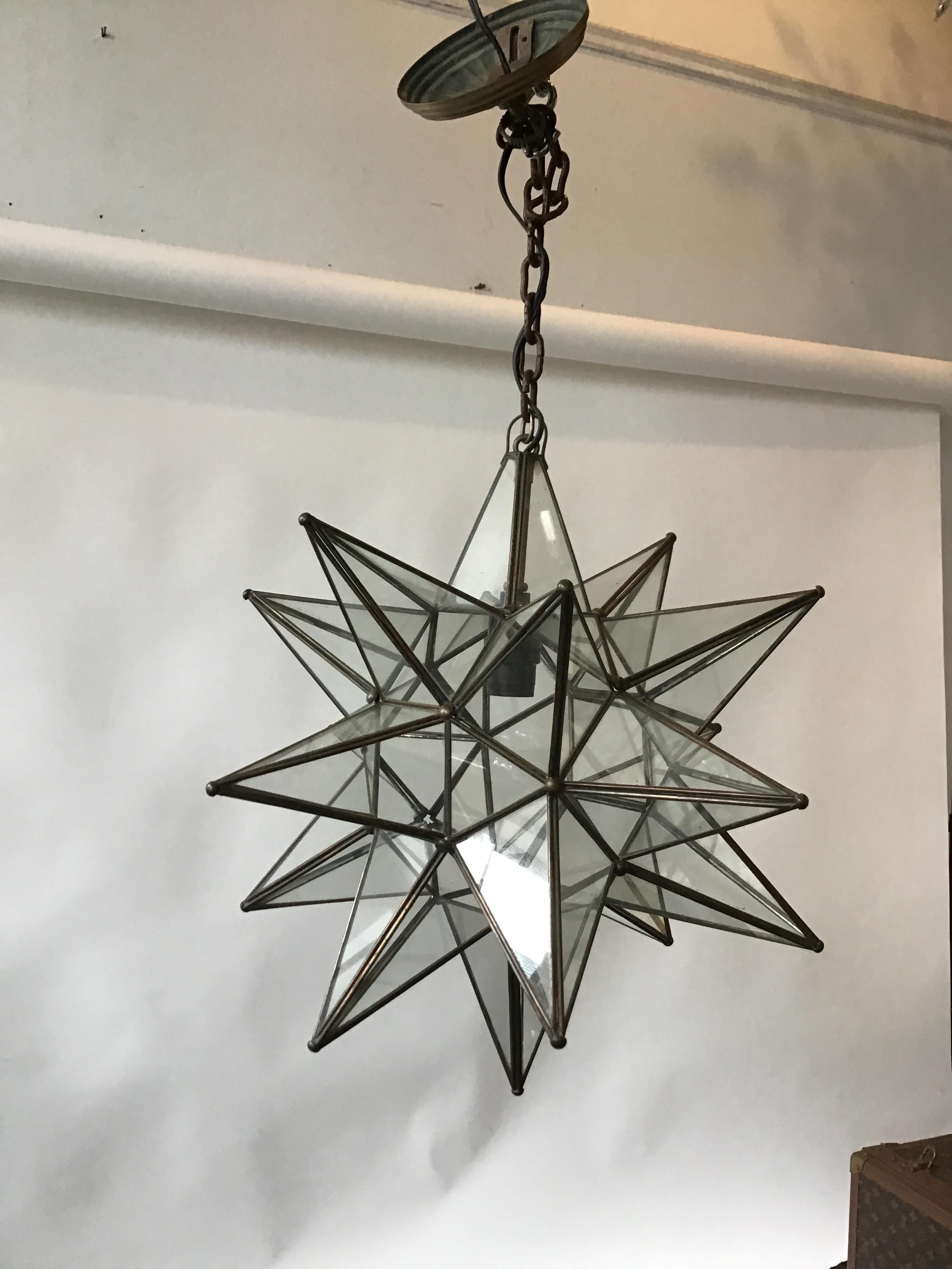 Late 20th Century Glass Star Chandelier