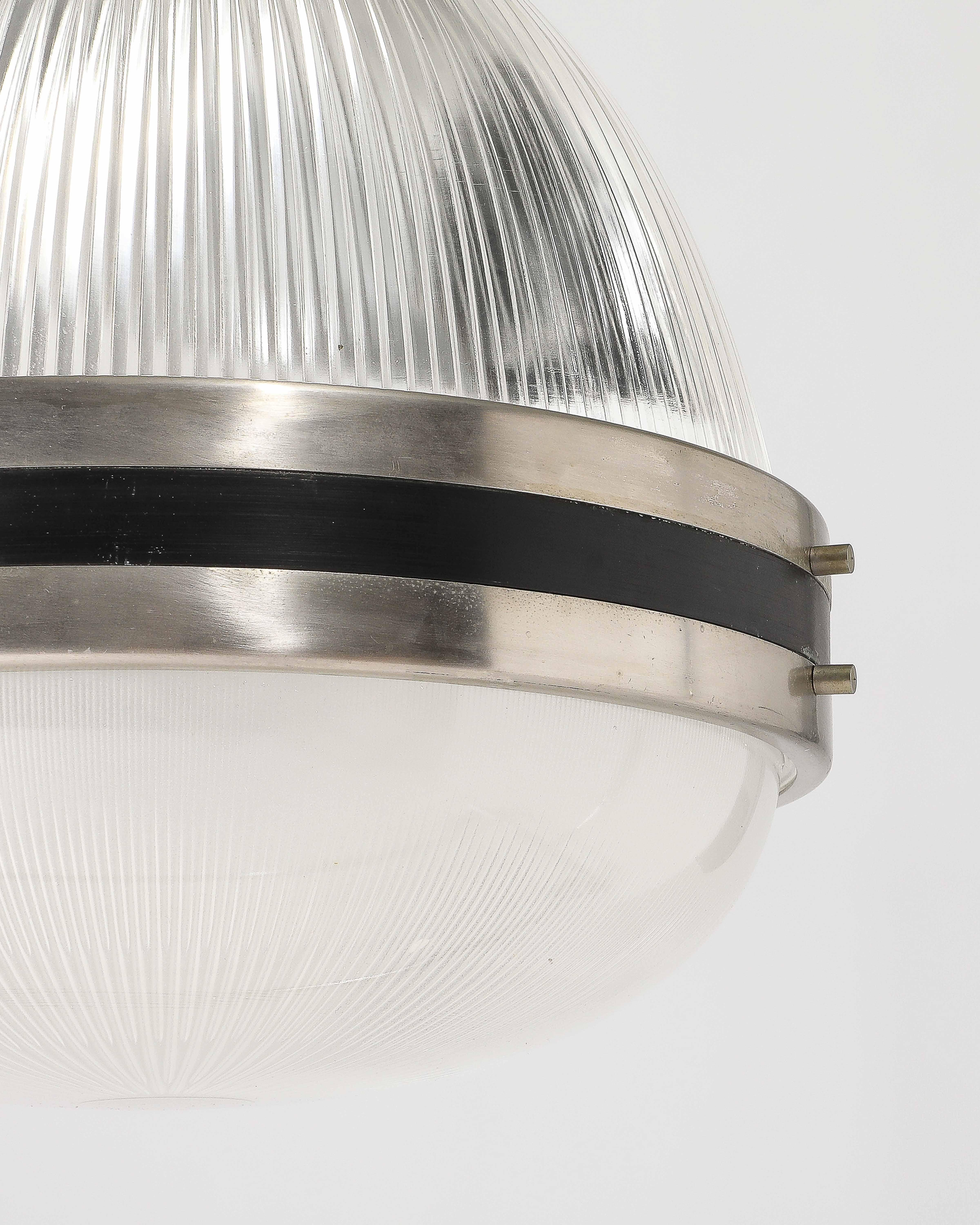 Lampada a sospensione in vetro, acciaio e smalto di B.B.P.R. per Artemide, Italia, 1950 circa. in vendita 4