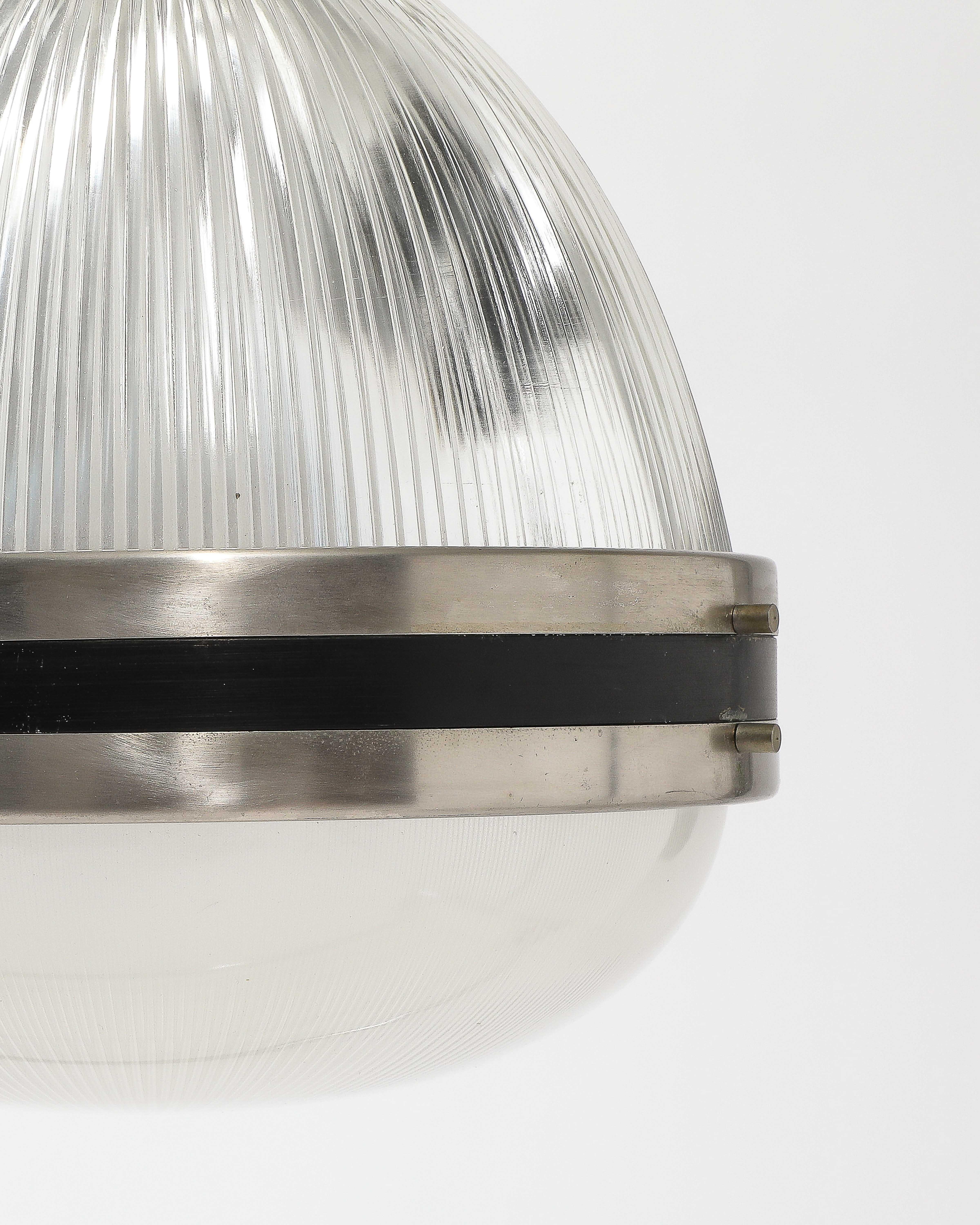 Lampada a sospensione in vetro, acciaio e smalto di B.B.P.R. per Artemide, Italia, 1950 circa. in vendita 5