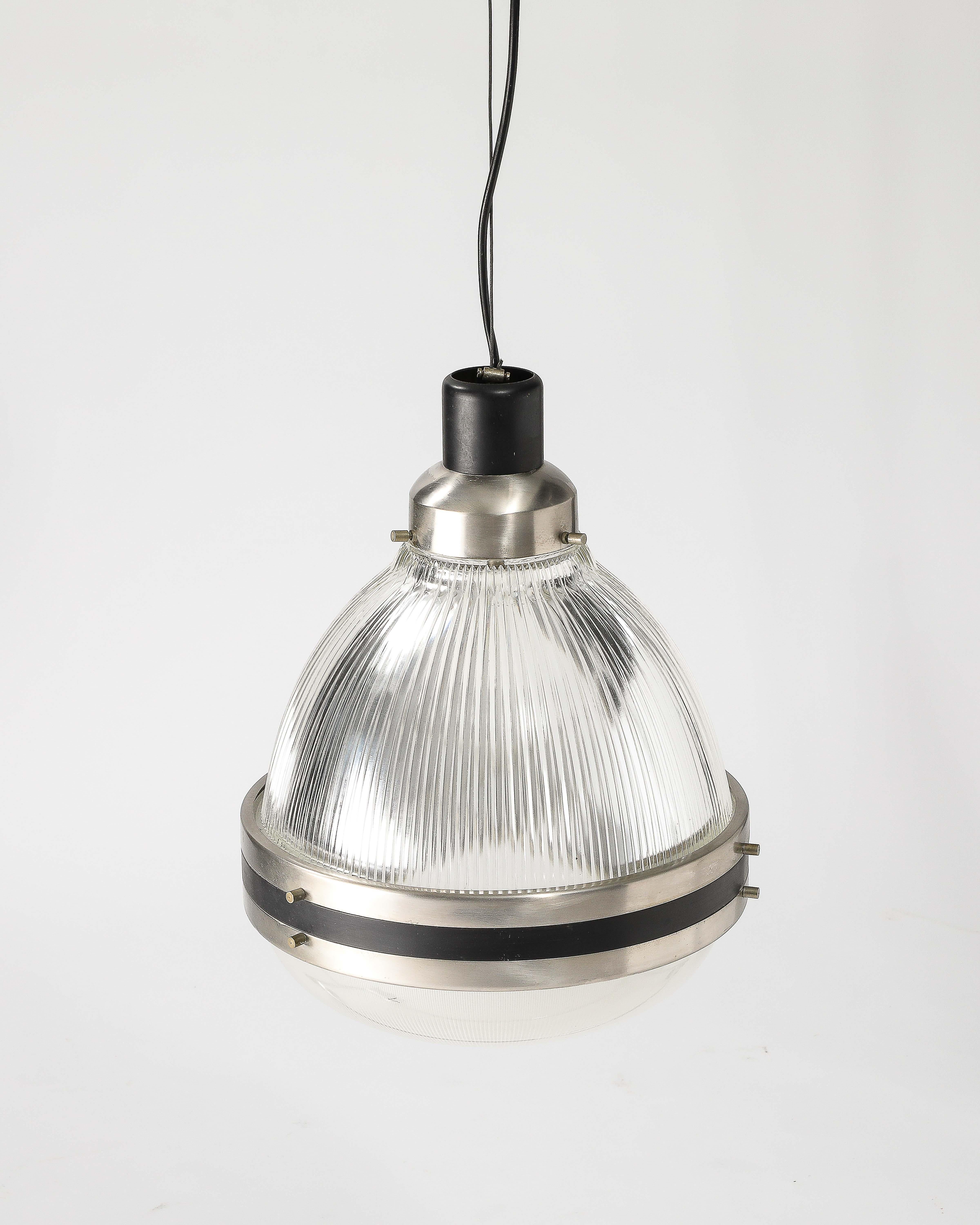 Lampada a sospensione in vetro, acciaio e smalto di B.B.P.R. per Artemide, Italia, 1950 circa. in vendita 1