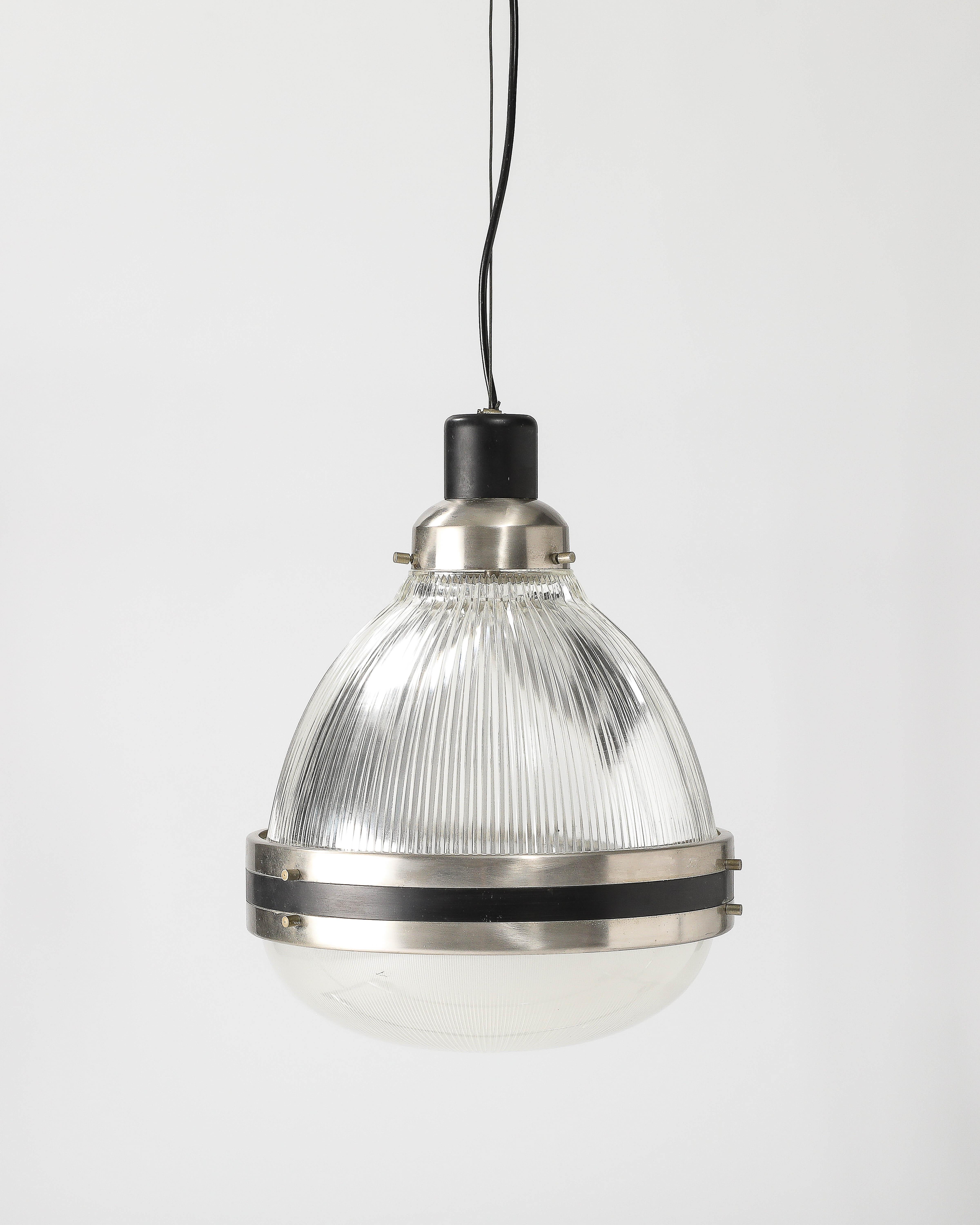 Lampada a sospensione in vetro, acciaio e smalto di B.B.P.R. per Artemide, Italia, 1950 circa. in vendita 2