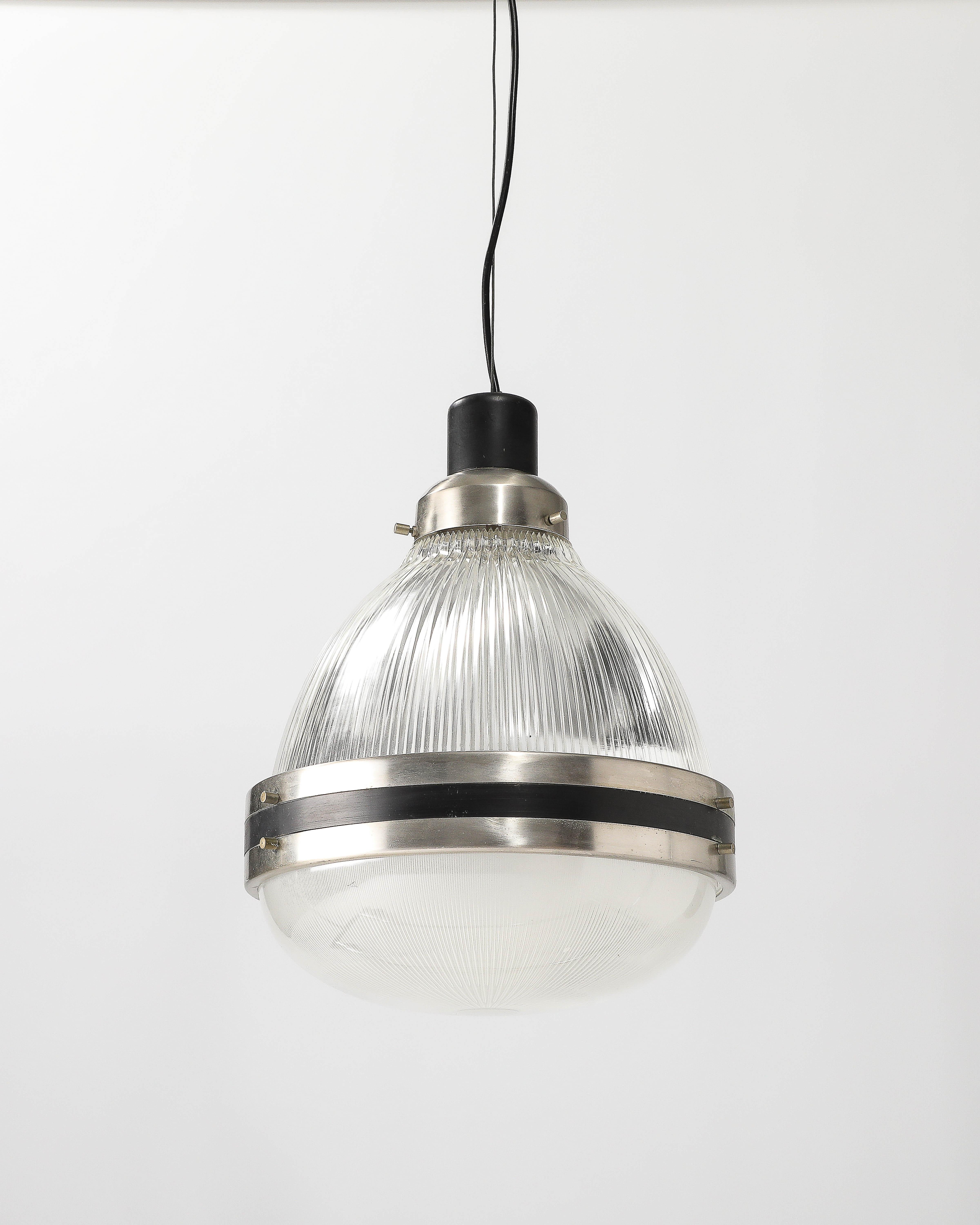 Lampada a sospensione in vetro, acciaio e smalto di B.B.P.R. per Artemide, Italia, 1950 circa. in vendita 3