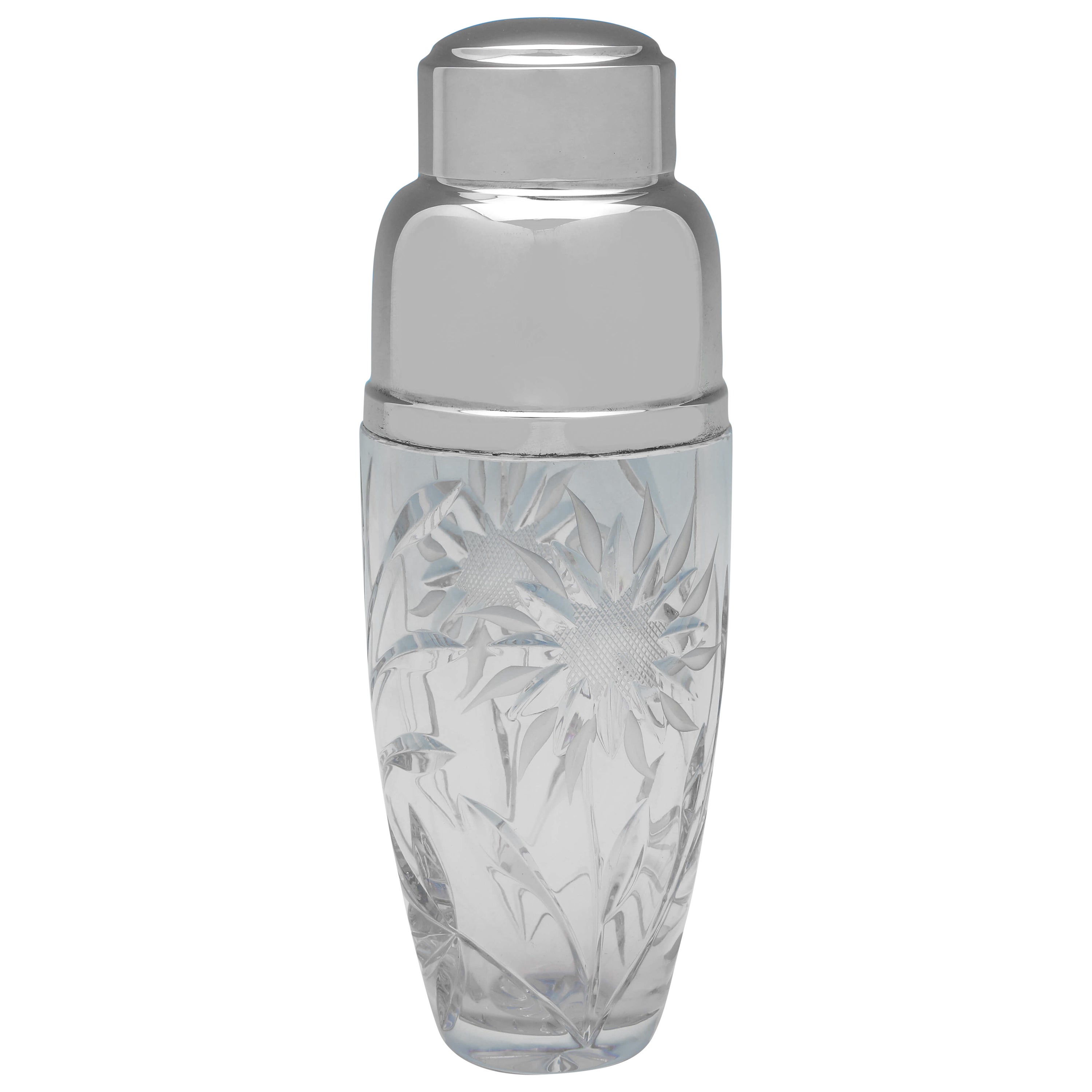 Glass 
Sterling Silver Cocktail Shaker - Sunflower Glass - 1988 - A. E. Jones