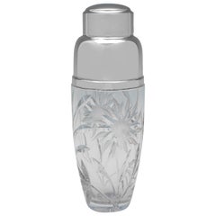 Glass & Sterling Silver Cocktail Shaker - Sunflower Glass - 1988 - A. E. Jones