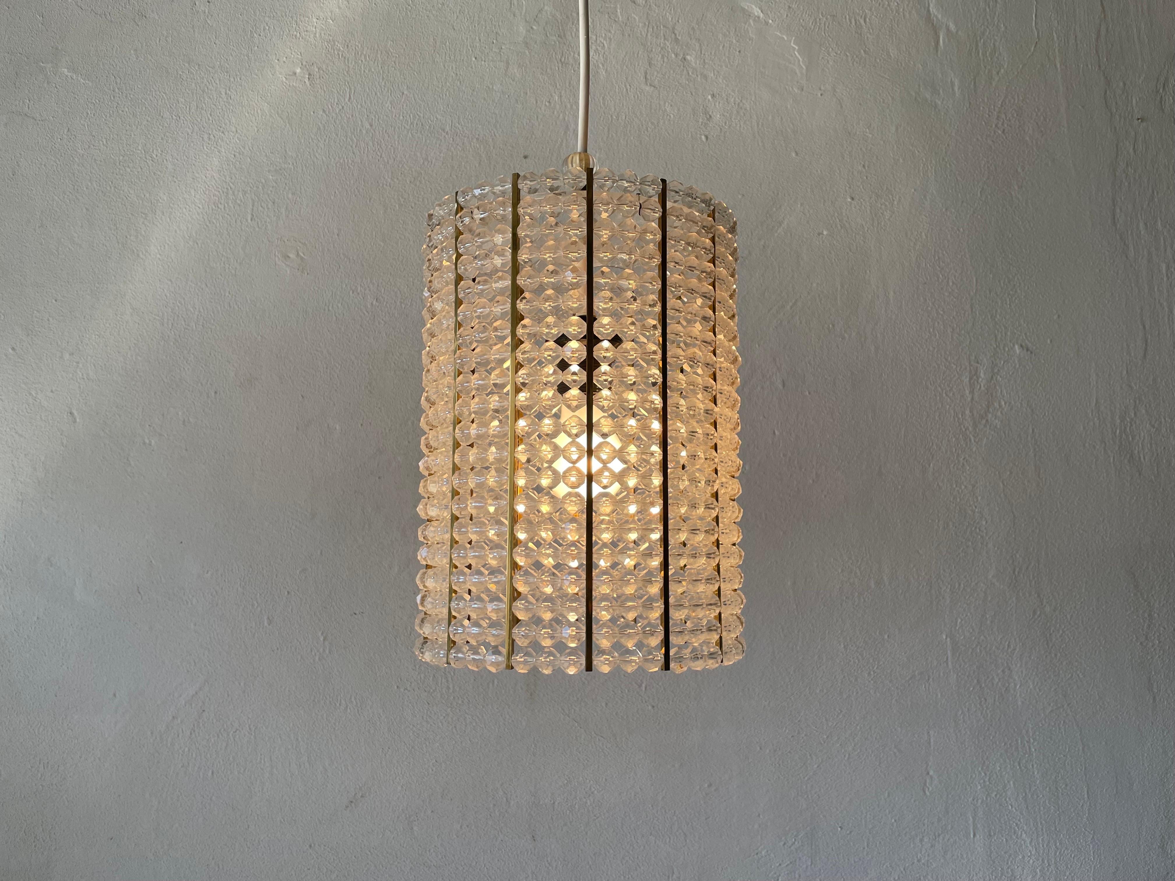 Glass Stones Cylinder Design Lux Pendant Lamp by Palwa, 1960s, Germany For Sale 4