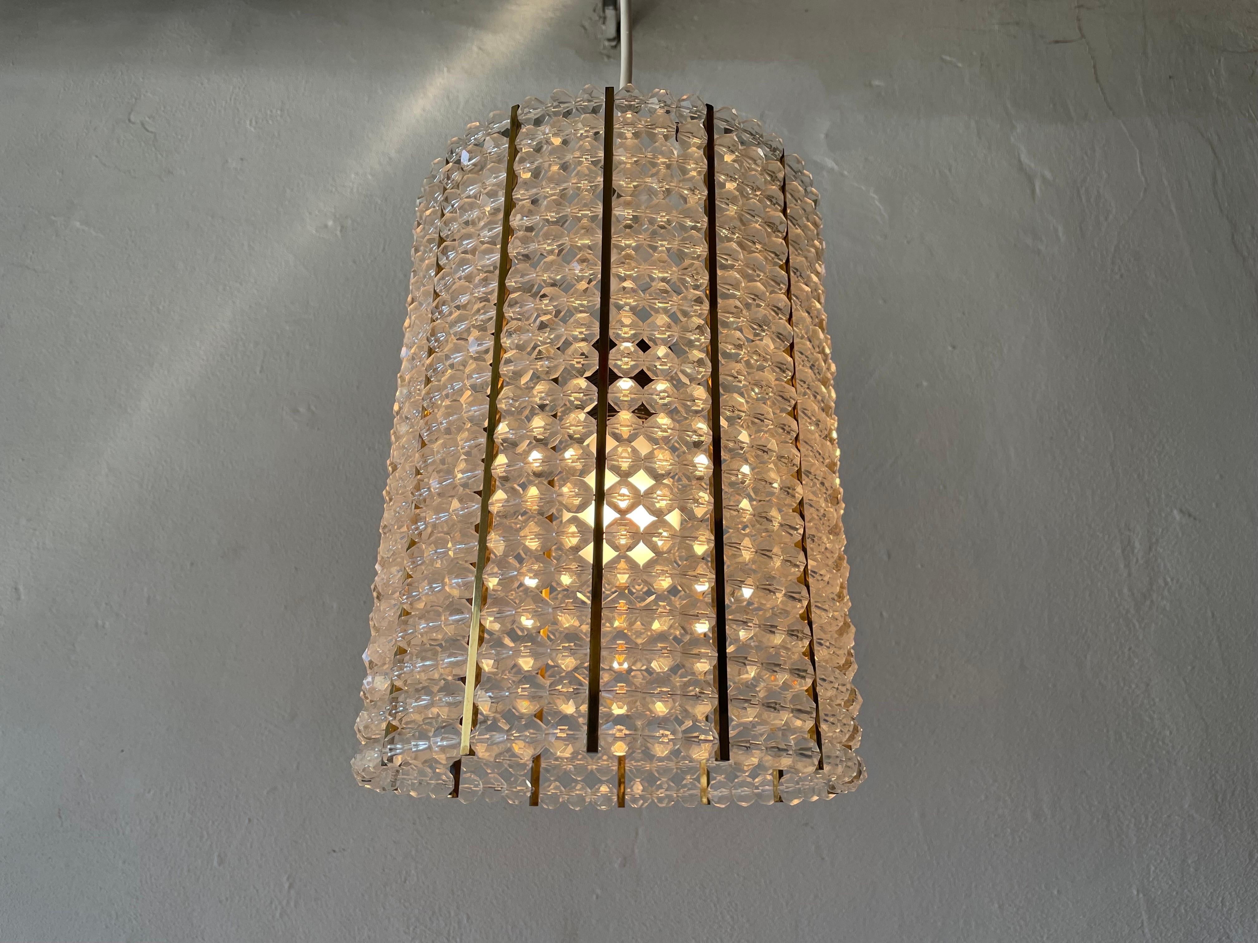 Glass Stones Cylinder Design Lux Pendant Lamp by Palwa, 1960s, Germany For Sale 5