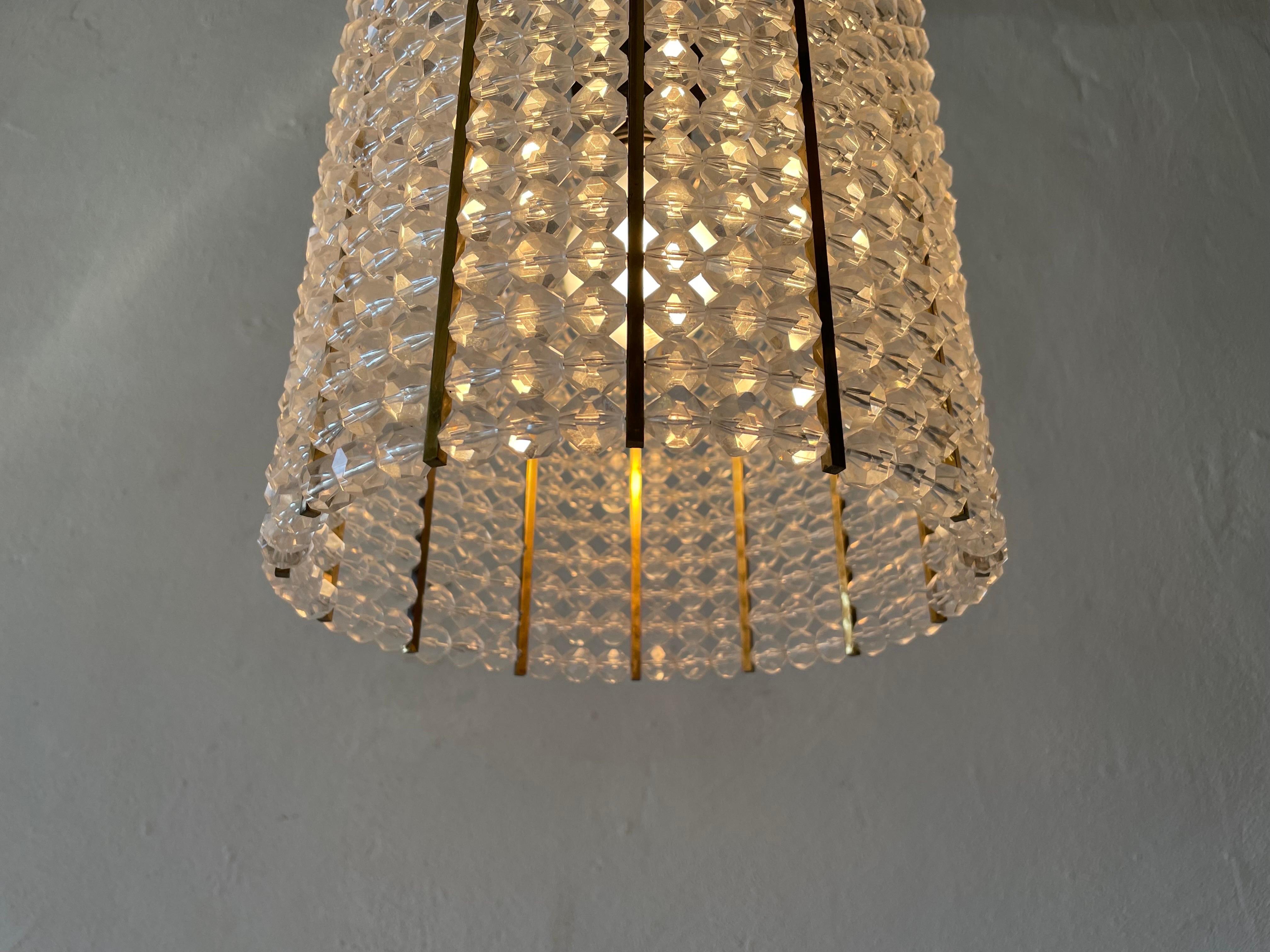 Glass Stones Cylinder Design Lux Pendant Lamp by Palwa, 1960s, Germany For Sale 6