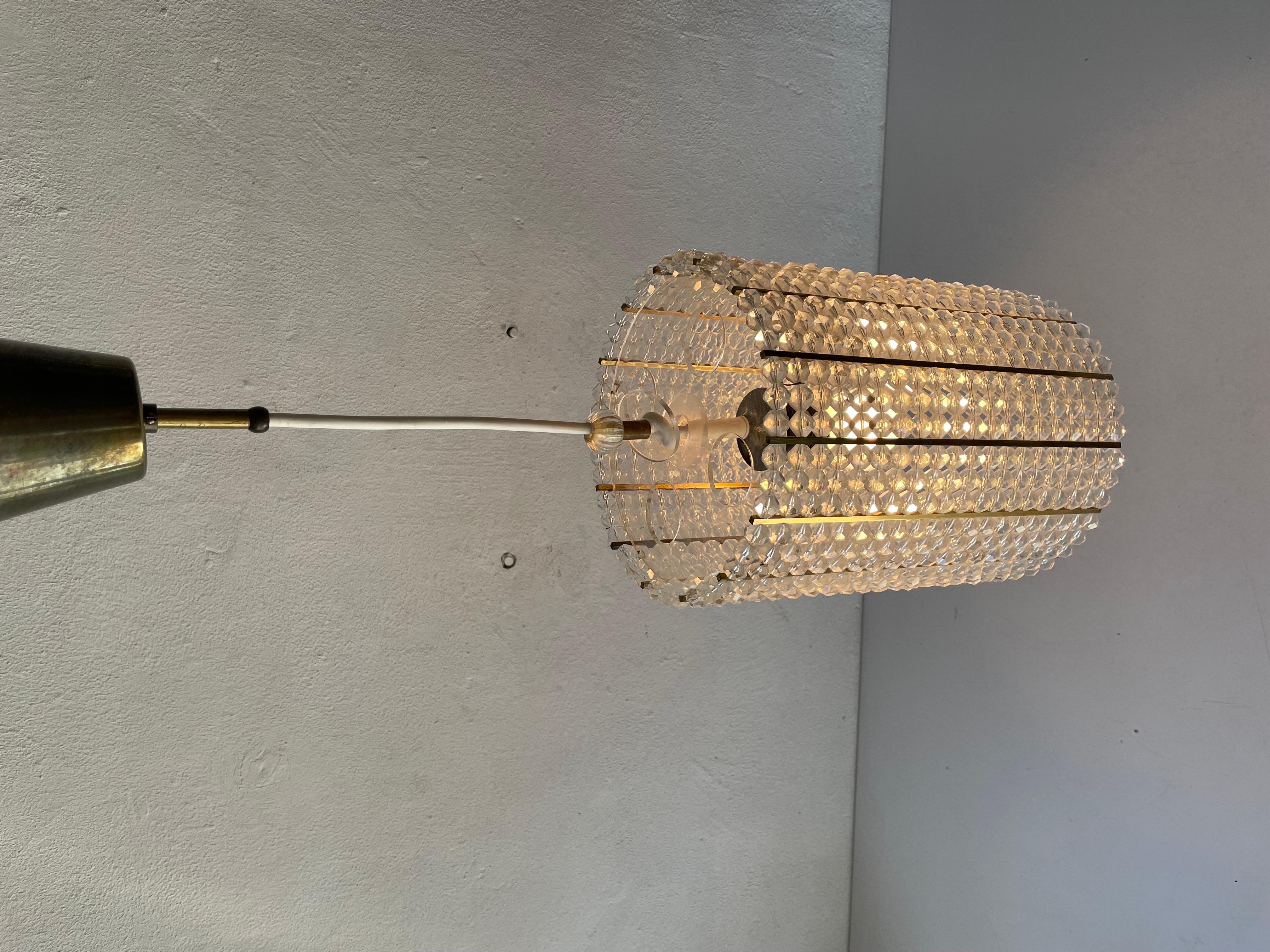 Glass Stones Cylinder Design Lux Pendant Lamp by Palwa, 1960s, Germany For Sale 7