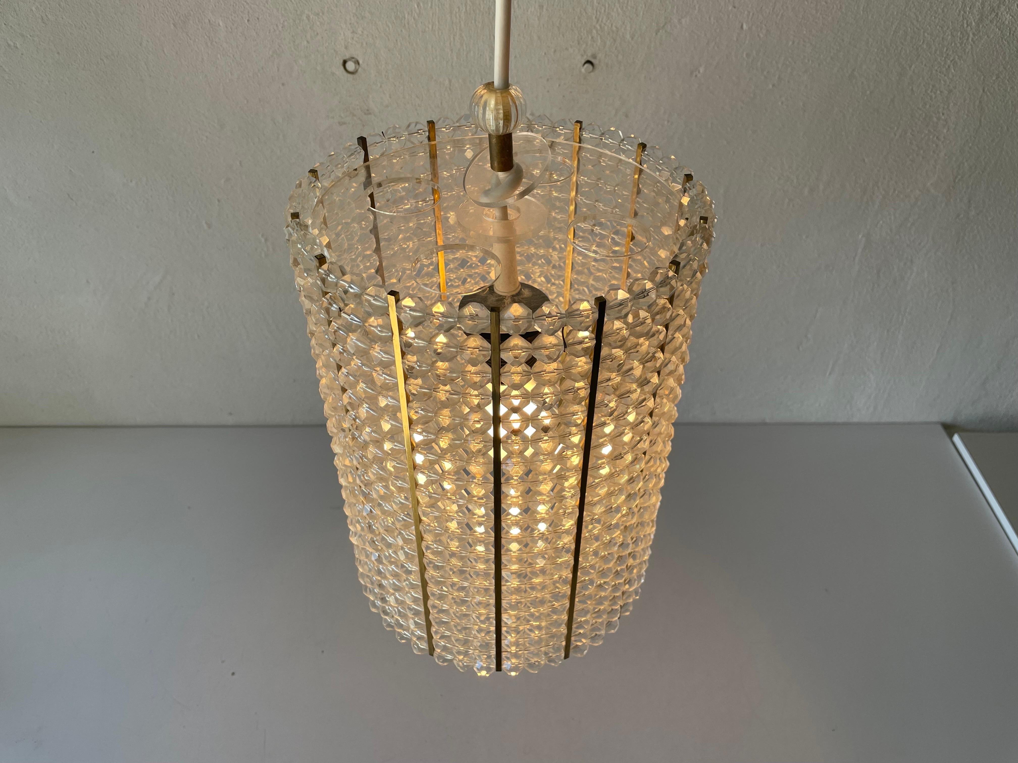 Glass Stones Cylinder Design Lux Pendant Lamp by Palwa, 1960s, Germany For Sale 8