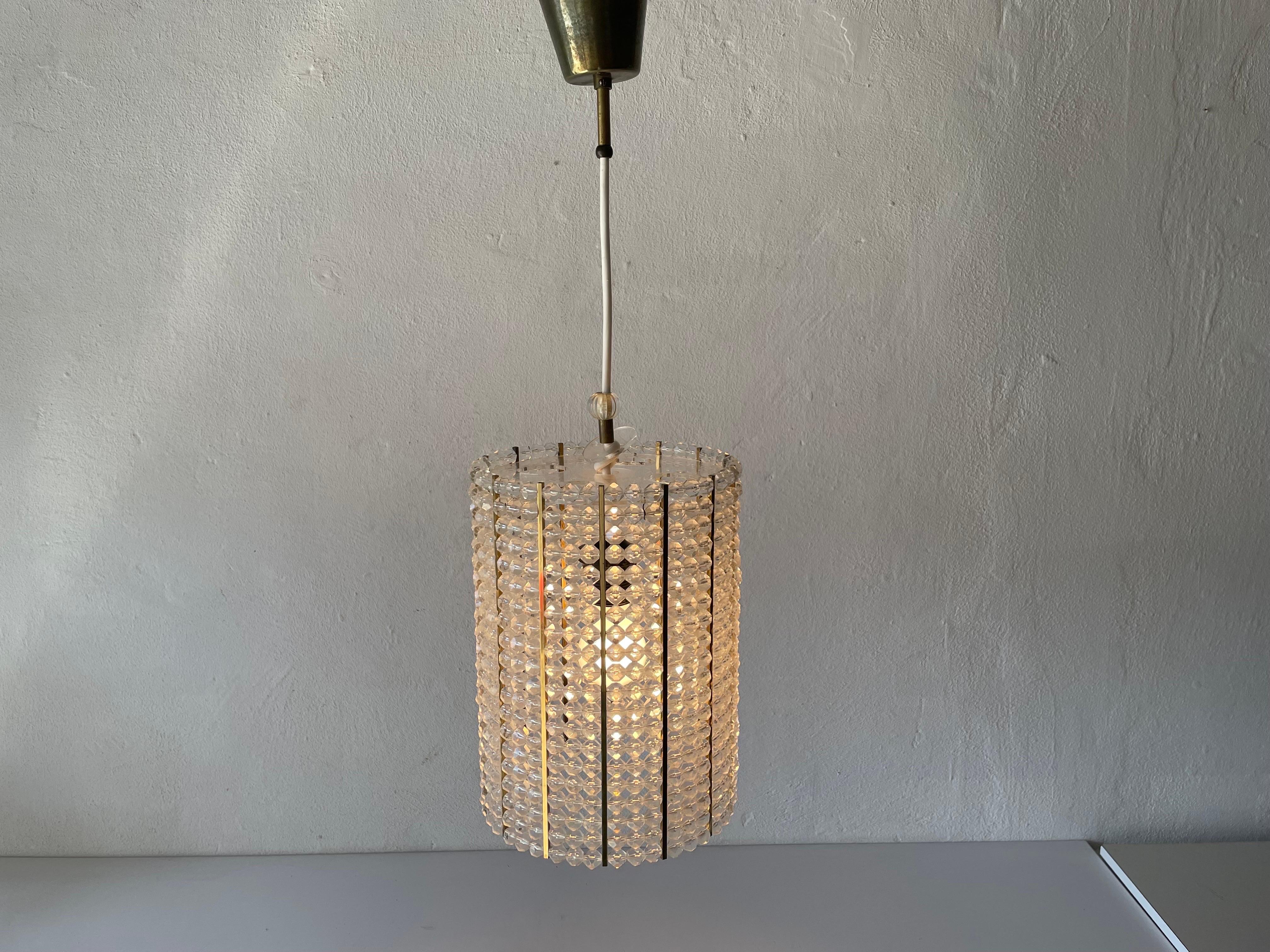 Glass Stones Cylinder Design Lux Pendant Lamp by Palwa, 1960s, Germany For Sale 9