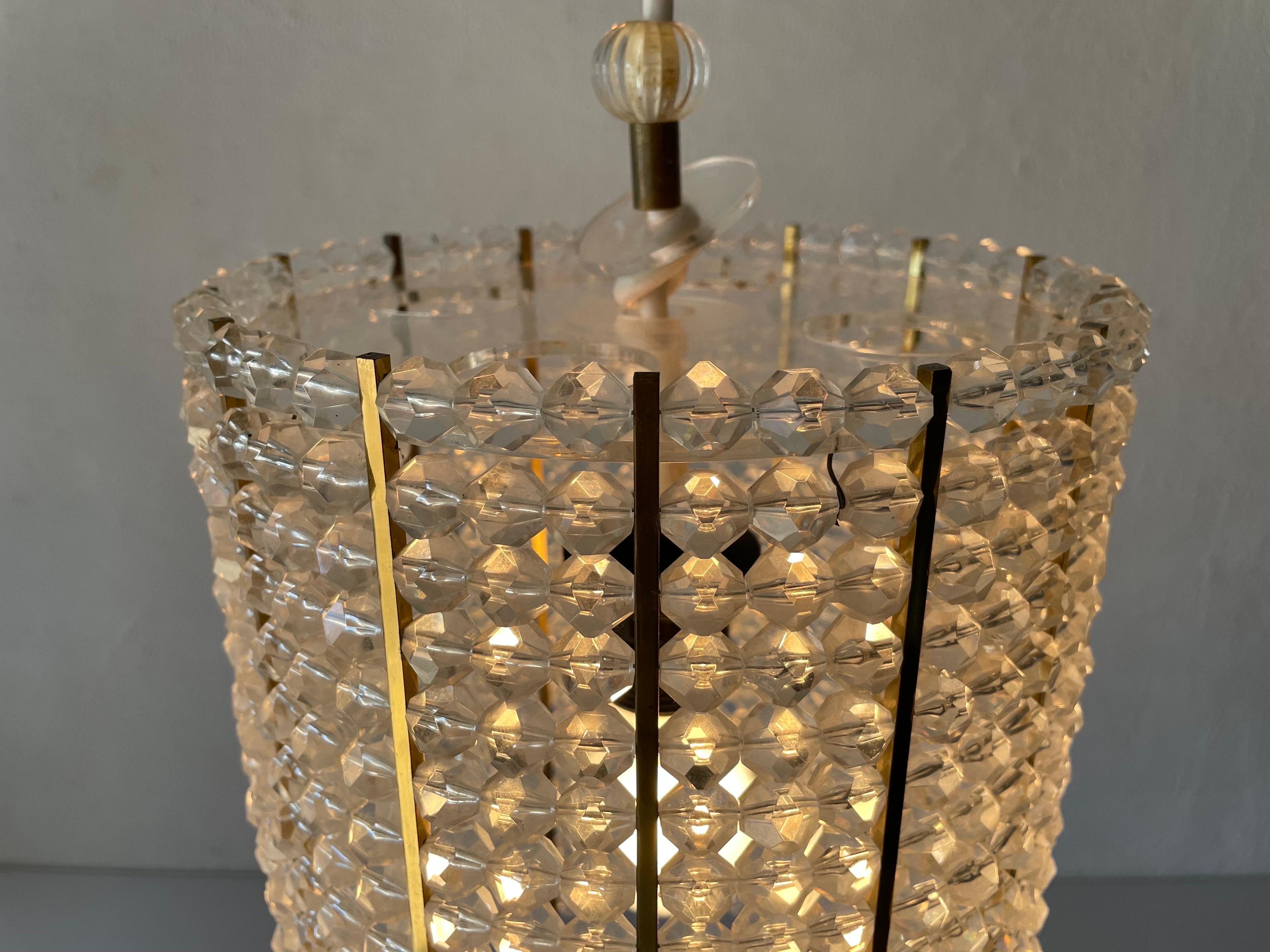 Glass Stones Cylinder Design Lux Pendant Lamp by Palwa, 1960s, Germany For Sale 10