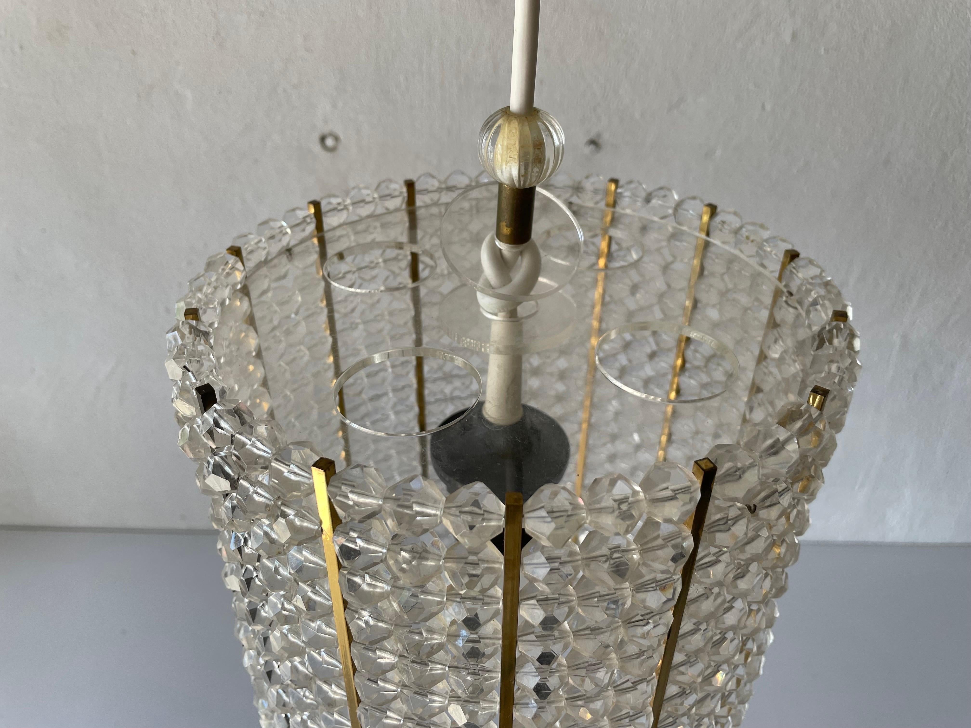 Mid-Century Modern Glass Stones Cylinder Design Lux Pendant Lamp by Palwa, 1960s, Germany For Sale