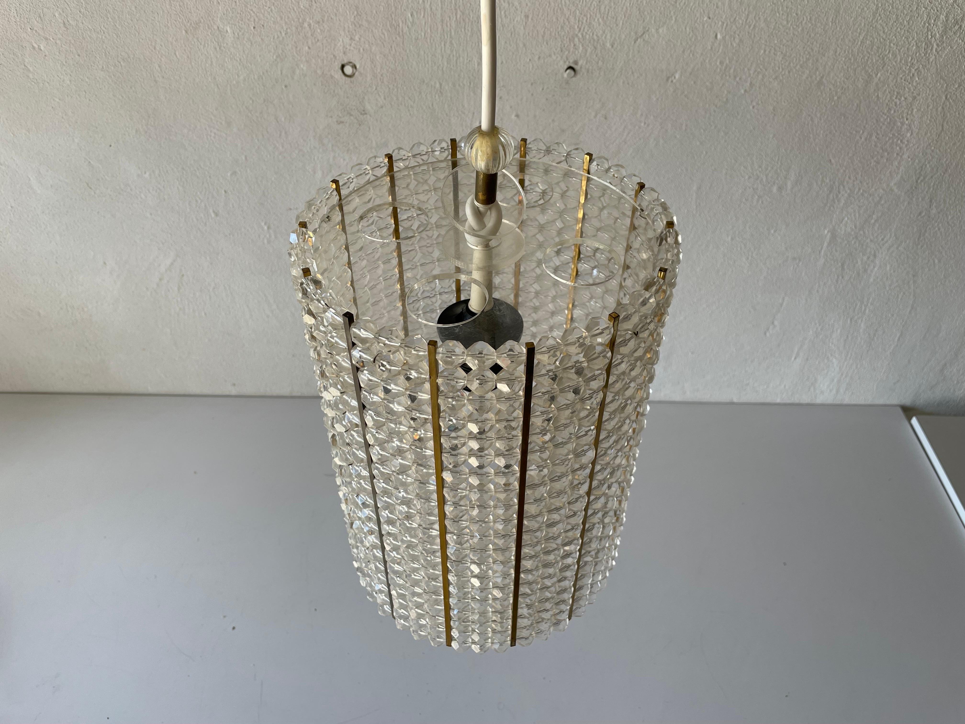 Glass Stones Cylinder Design Lux Pendant Lamp by Palwa, 1960s, Germany For Sale 1