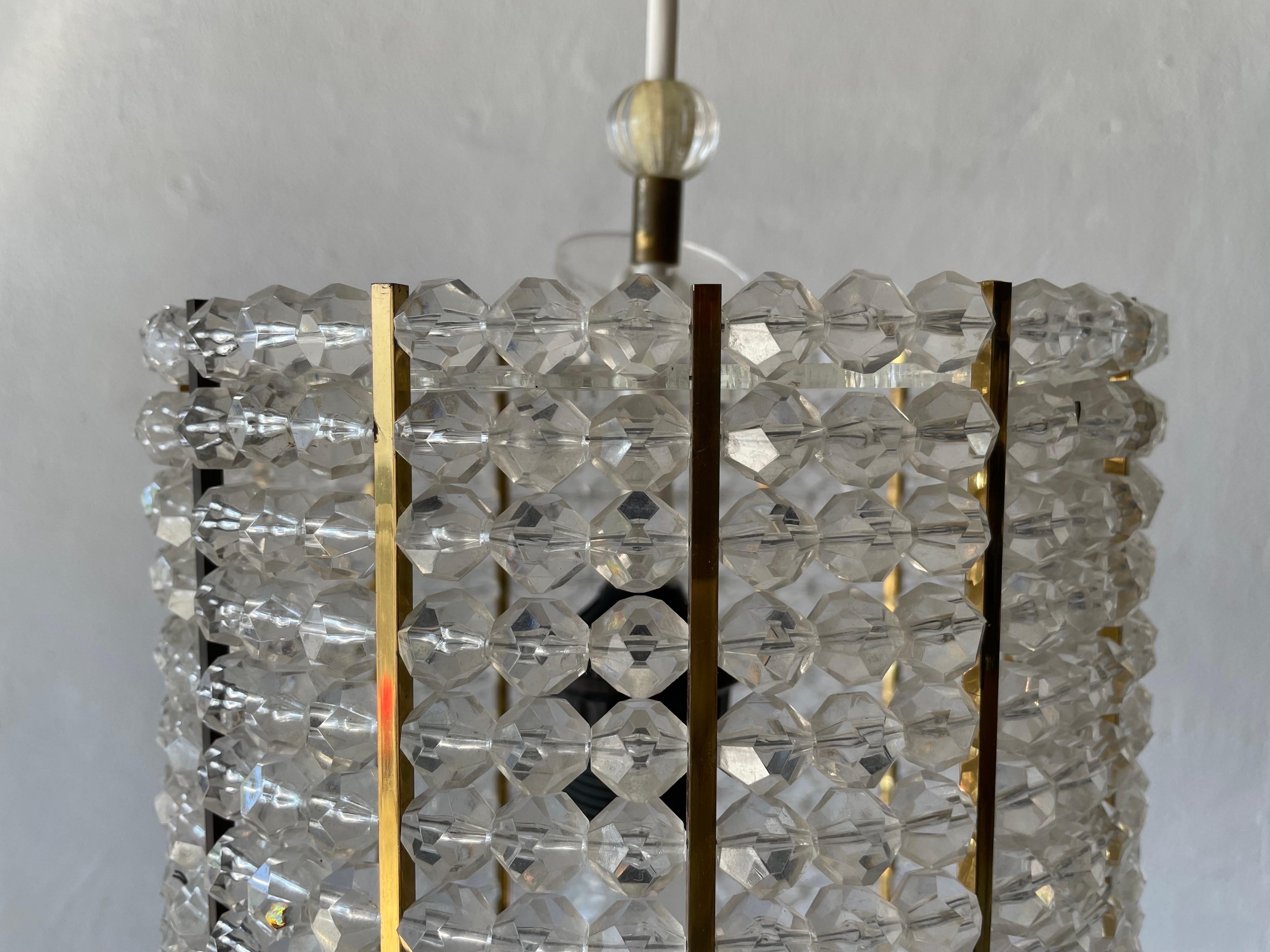 Glass Stones Cylinder Design Lux Pendant Lamp by Palwa, 1960s, Germany For Sale 2
