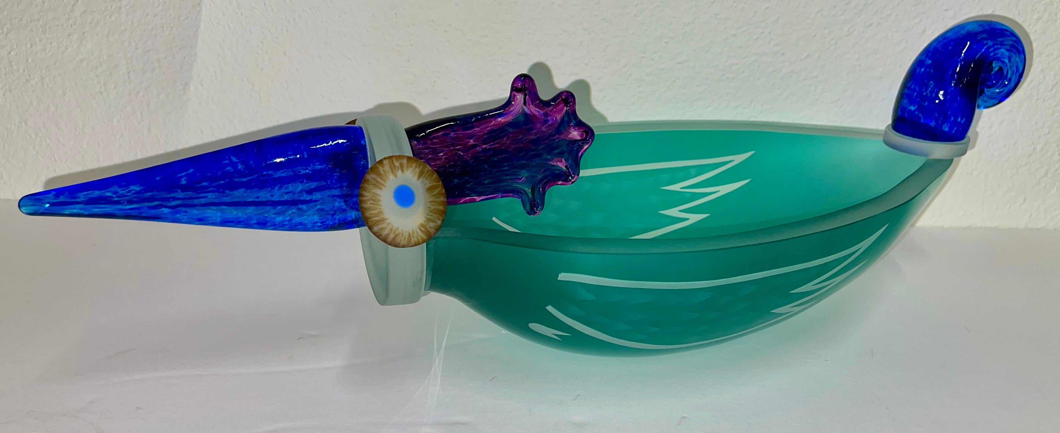 Hand-Crafted Glass Studio Borowski Whimsical Bird Vase