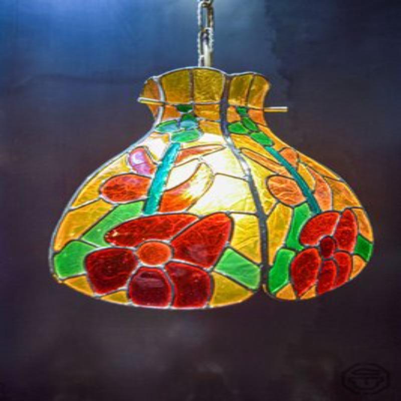 Vetro Lampada a sospensione in vetro, anni '60 in vendita
