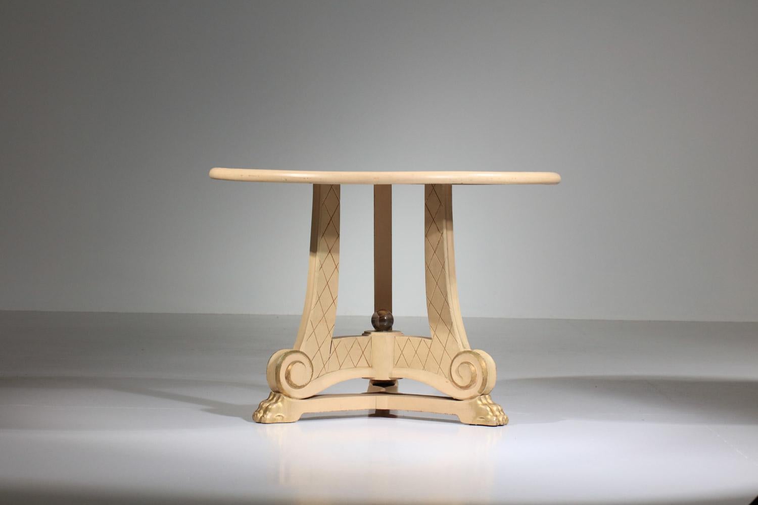 glass table and pedestal table  from the 40's attributed to Maison Jansen For Sale 8