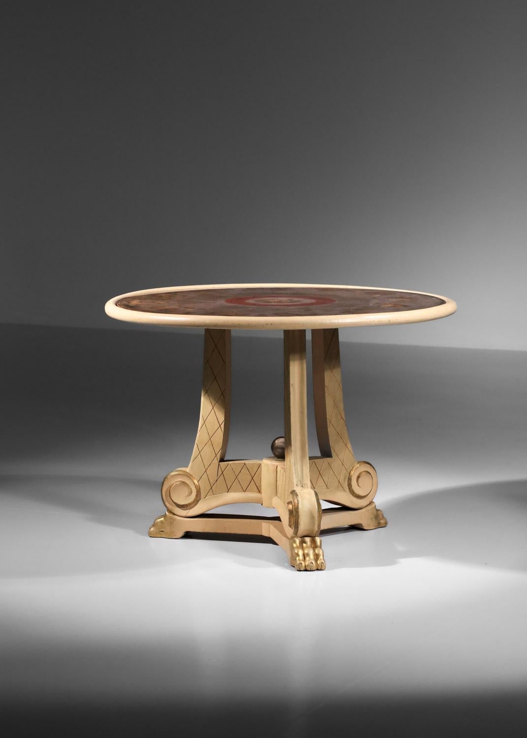 glass table and pedestal table  from the 40's attributed to Maison Jansen For Sale 10
