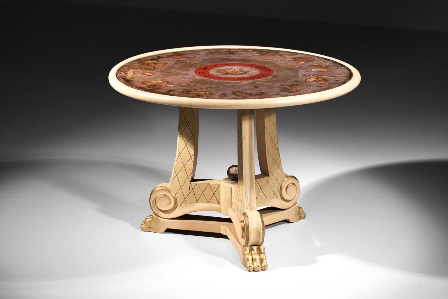 Baroque glass table and pedestal table  from the 40's attributed to Maison Jansen For Sale