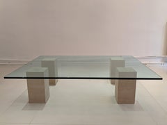 Glass Table and Travertine Legs
