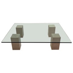 Used Glass Table and Travertine Legs