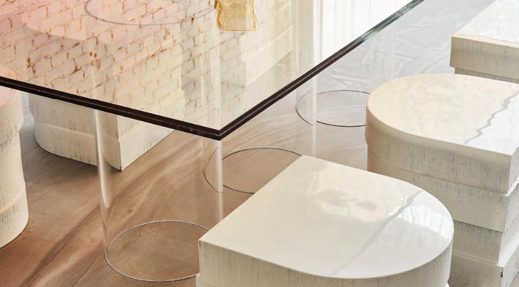 Glass table by Sabine Marcelis, 2021.