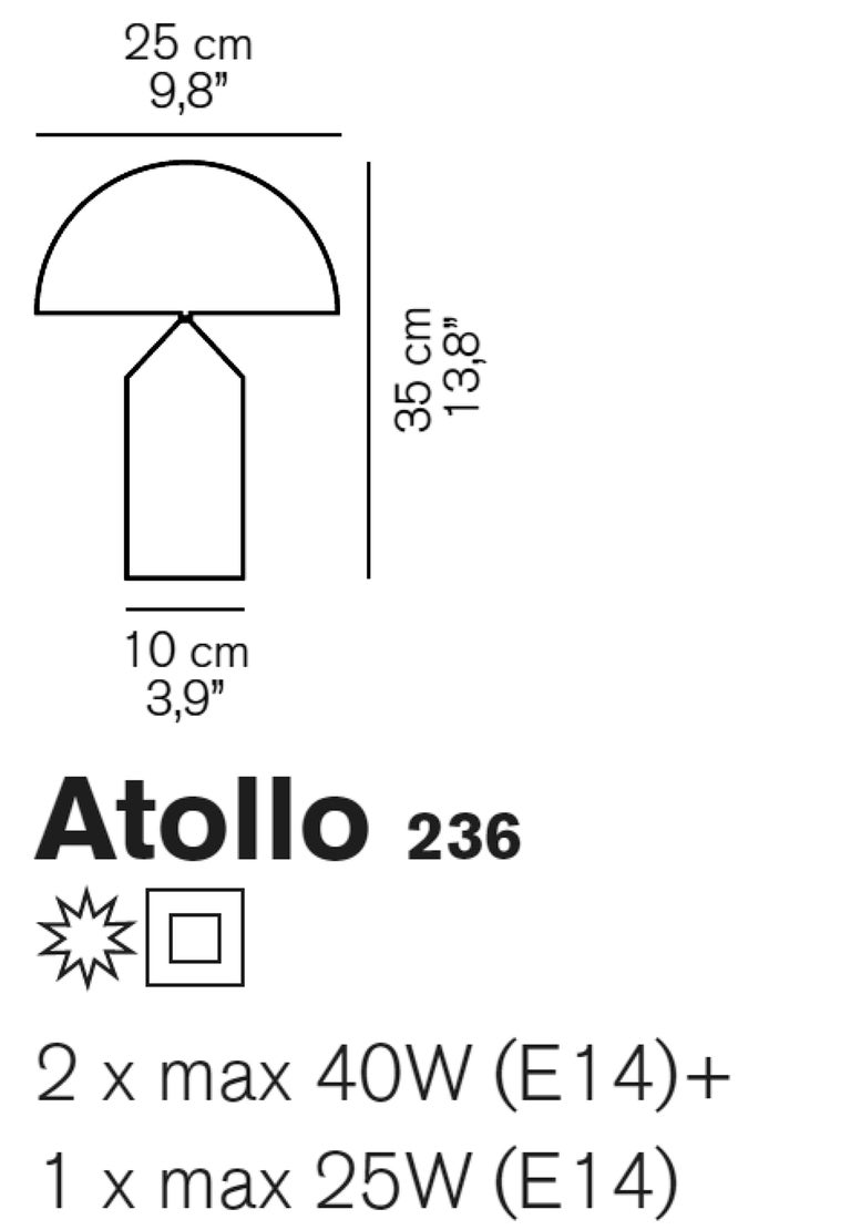 Glass Table Lamp Atollo 236 by Vico Magistretti for Oluce For Sale 3