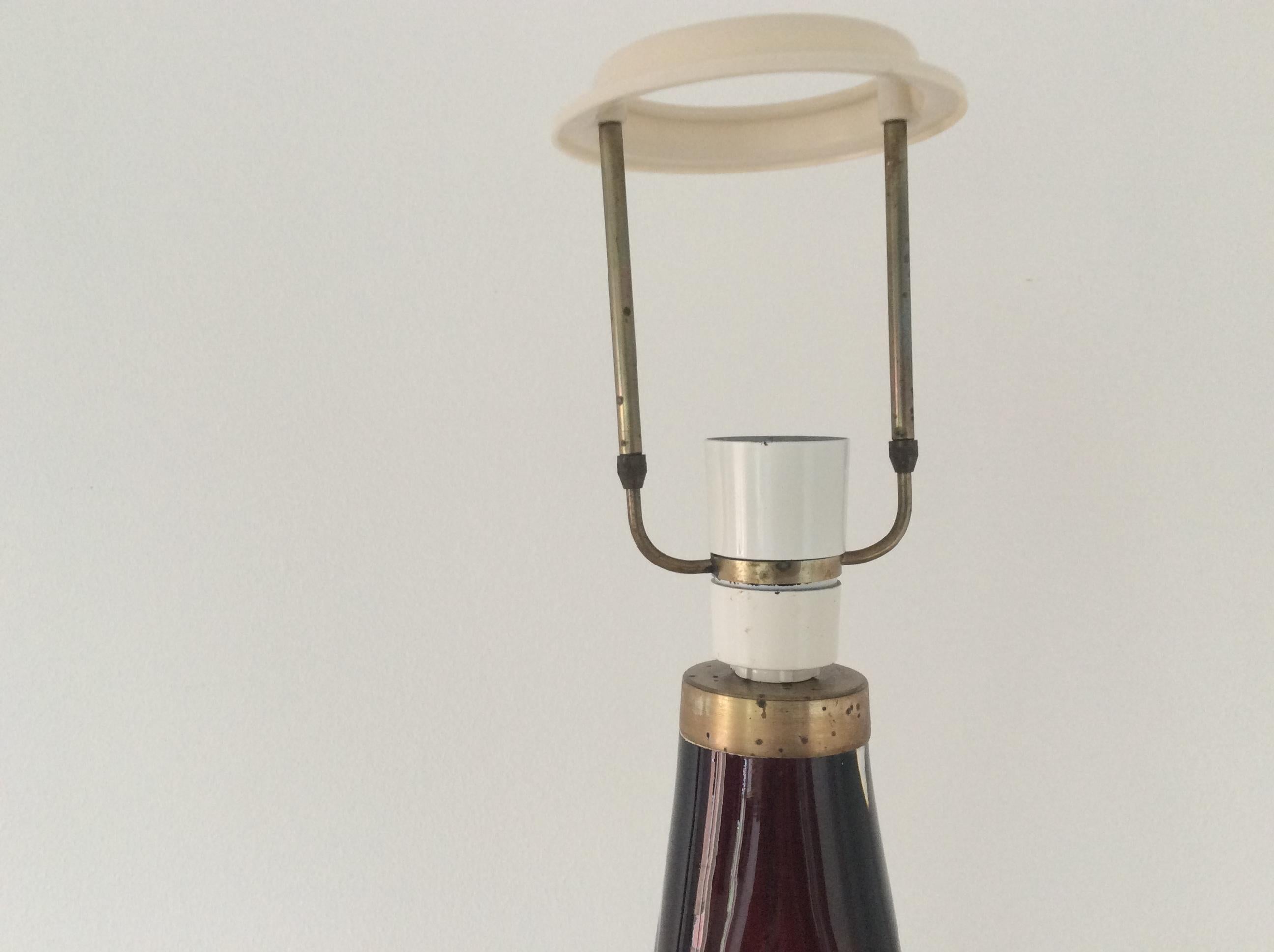 Scandinavian Modern Glass Table Lamp by Carl Fagerlund for Orrefors, Ruby-Red, 1960s