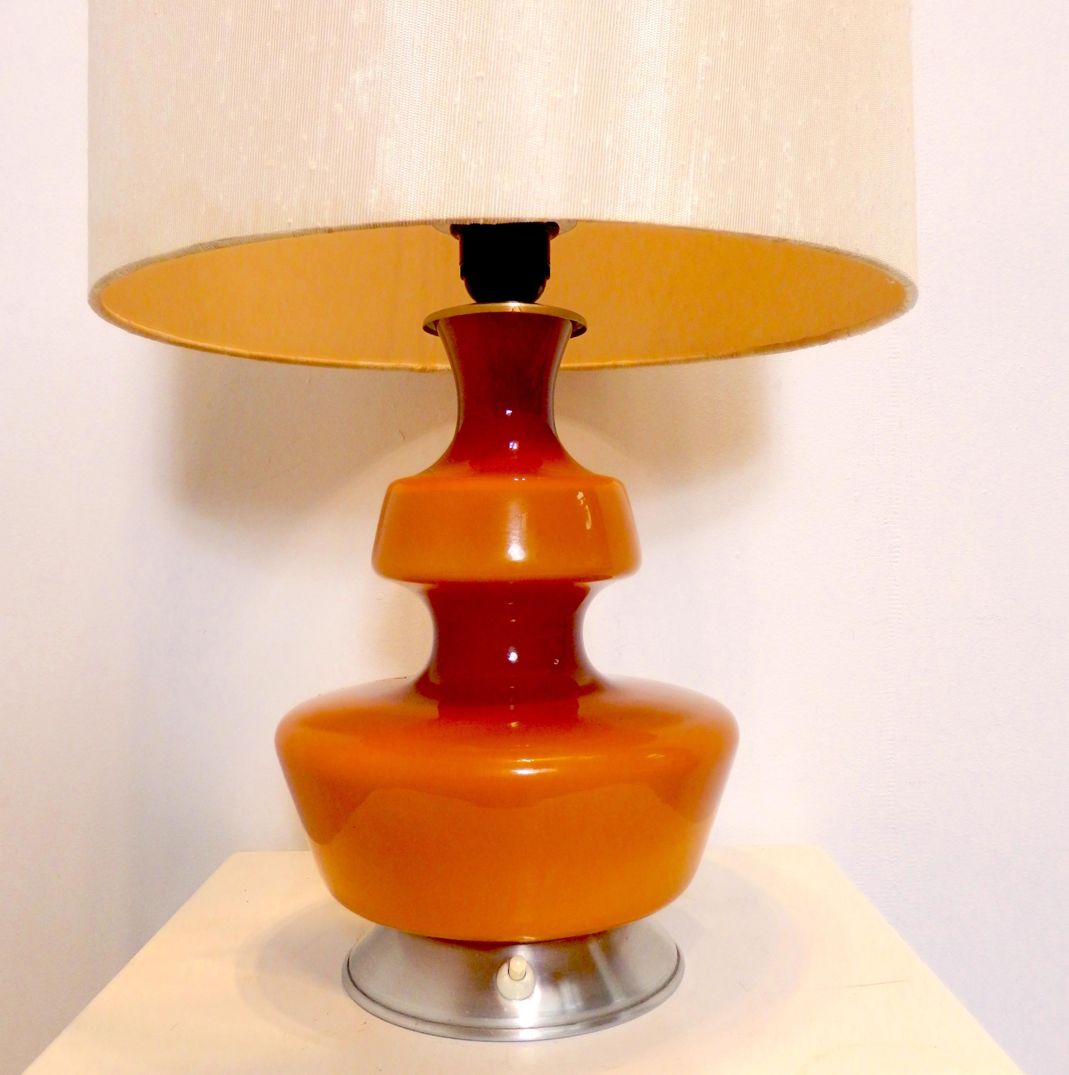 Aluminum Glass table lamp by de Rupel, Belgium for Holmegaard, 1960s For Sale
