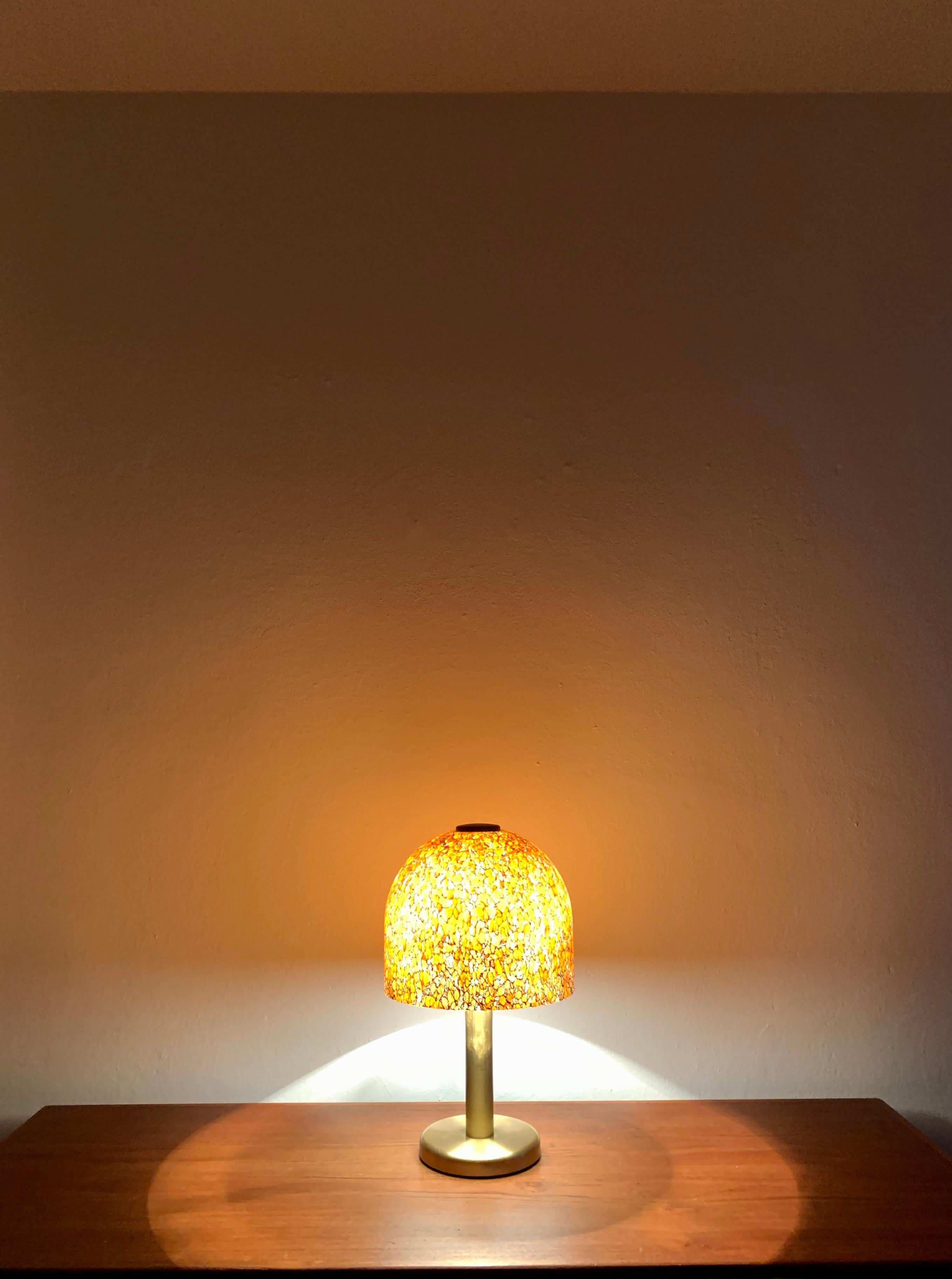 Metal Glass Table Lamp by Peill and Putzler For Sale