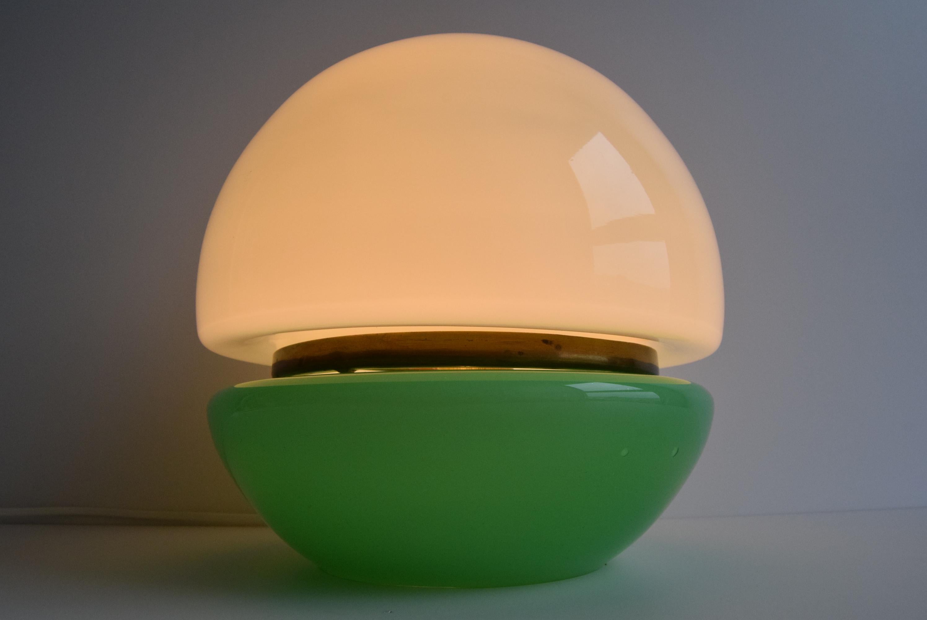 Brass Glass table lamp, by Štěpán Tabera for OPP Jihlava, 1970s. For Sale