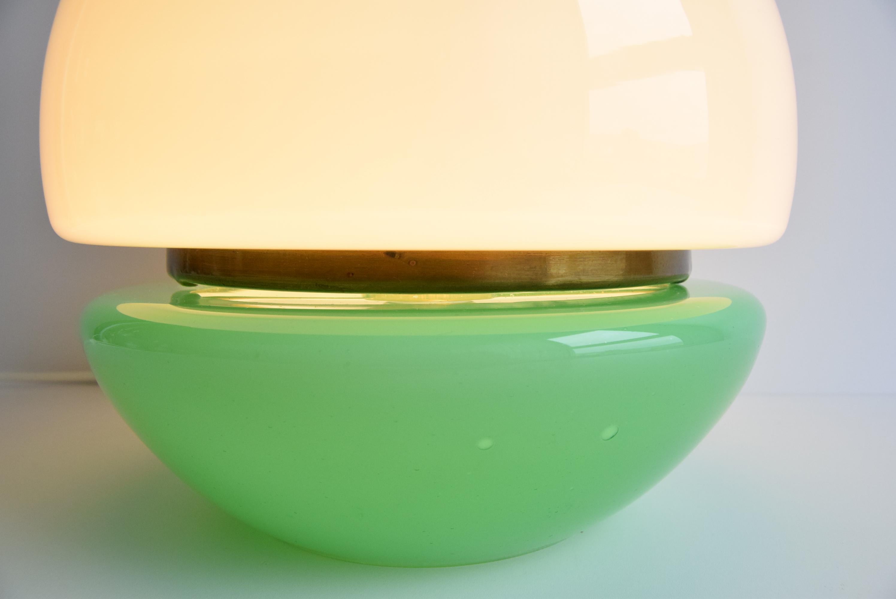 Glass table lamp, by Štěpán Tabera for OPP Jihlava, 1970s. For Sale 1