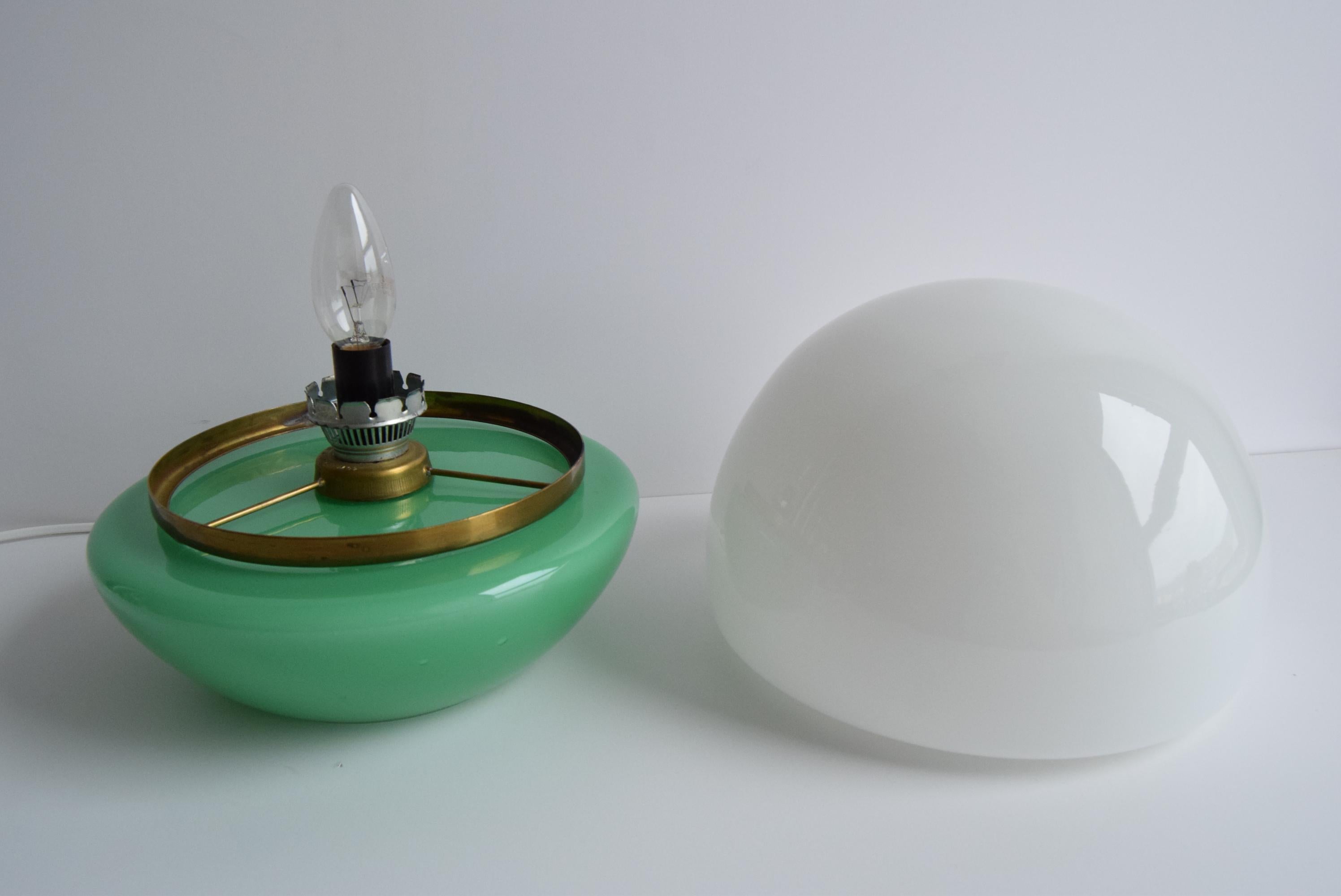 Glass table lamp, by Štěpán Tabera for OPP Jihlava, 1970s. For Sale 2