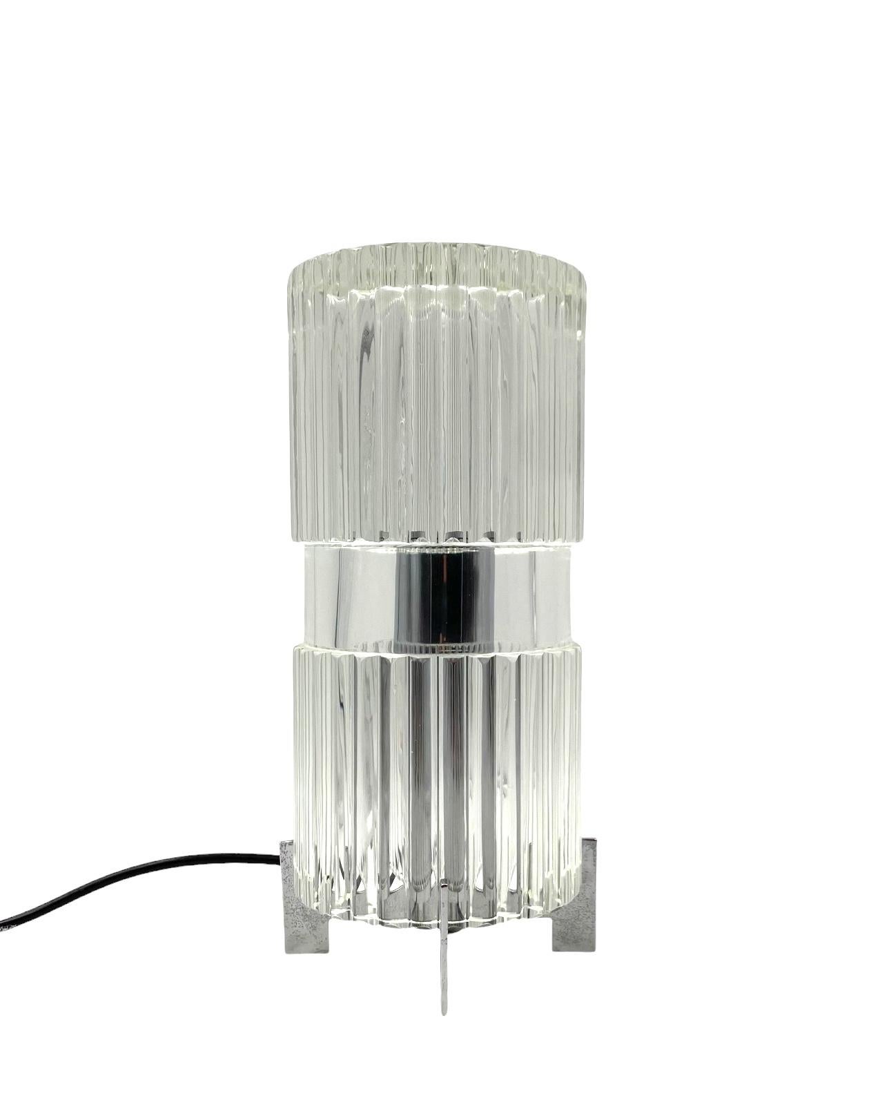 Hollywood Regency Glass table lamp, Fidenza Vetraria Italy 1970s in vendita