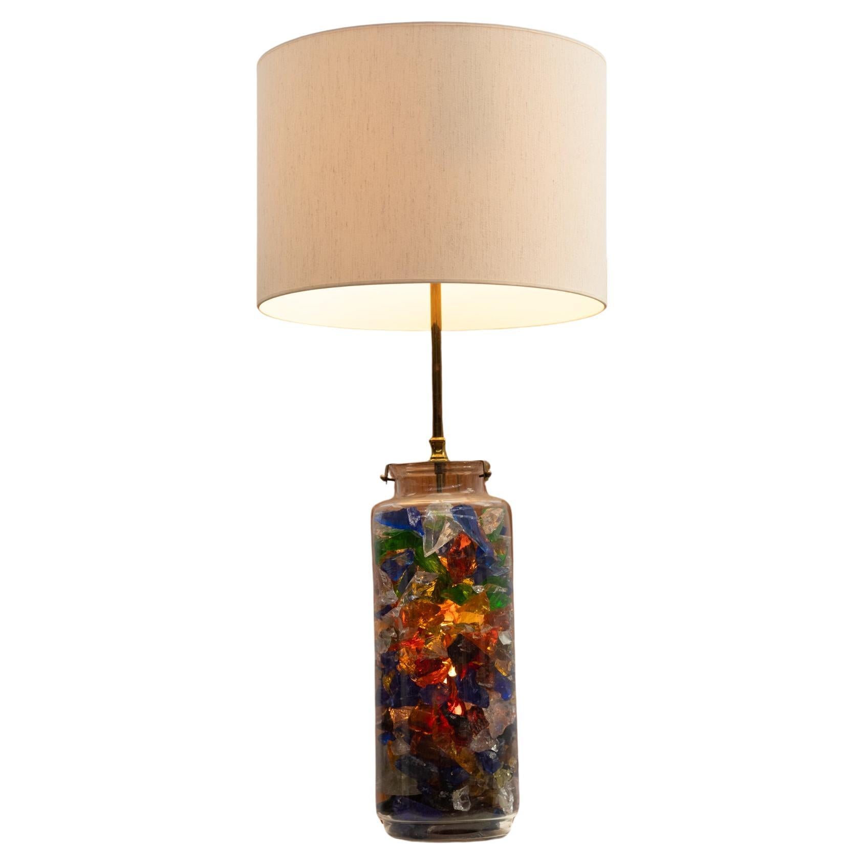 Glass table lamp, France 1970s For Sale