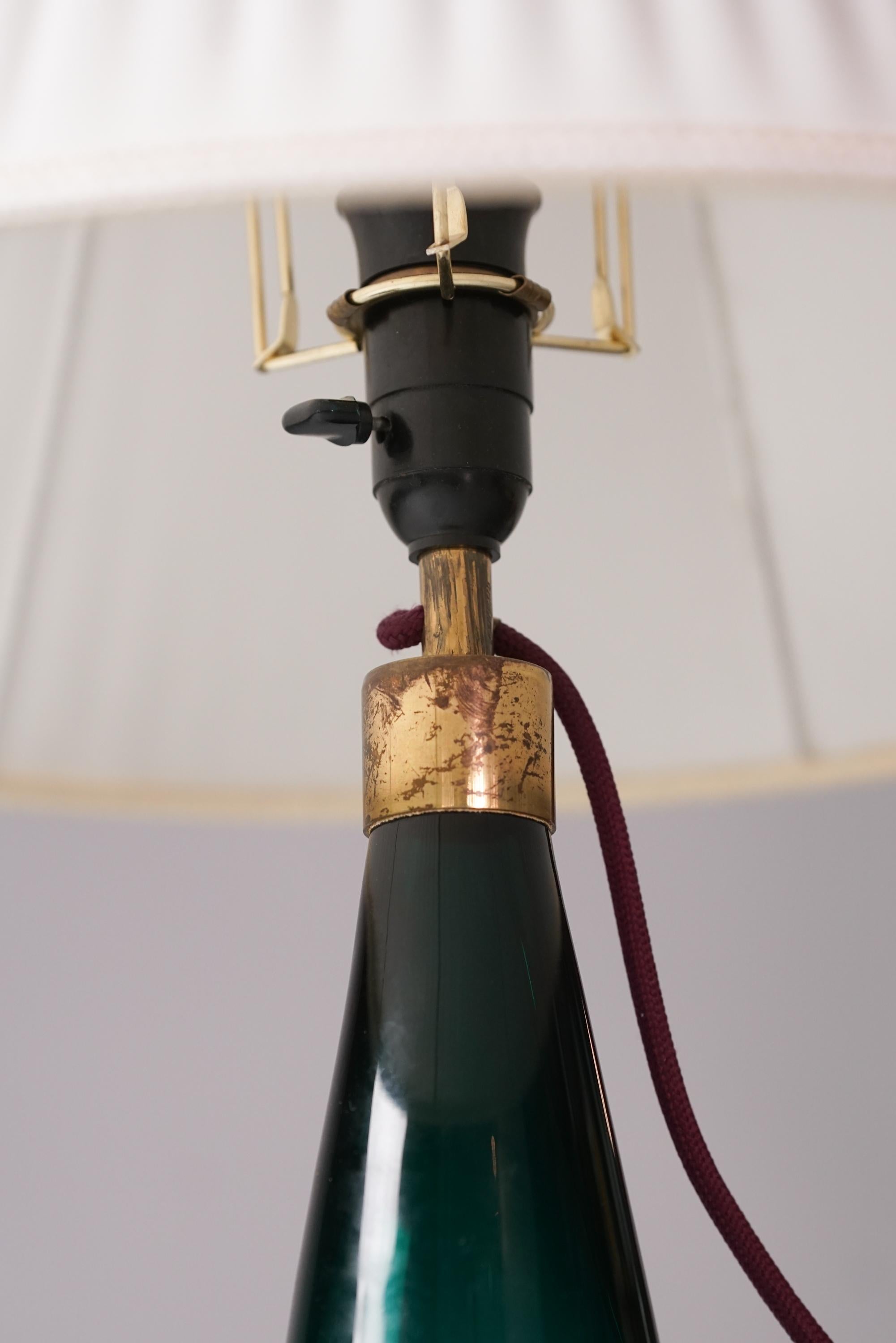 Brass Glass Table Lamp, Gunnel Nyman, Idman Oy, 1940/1950s For Sale