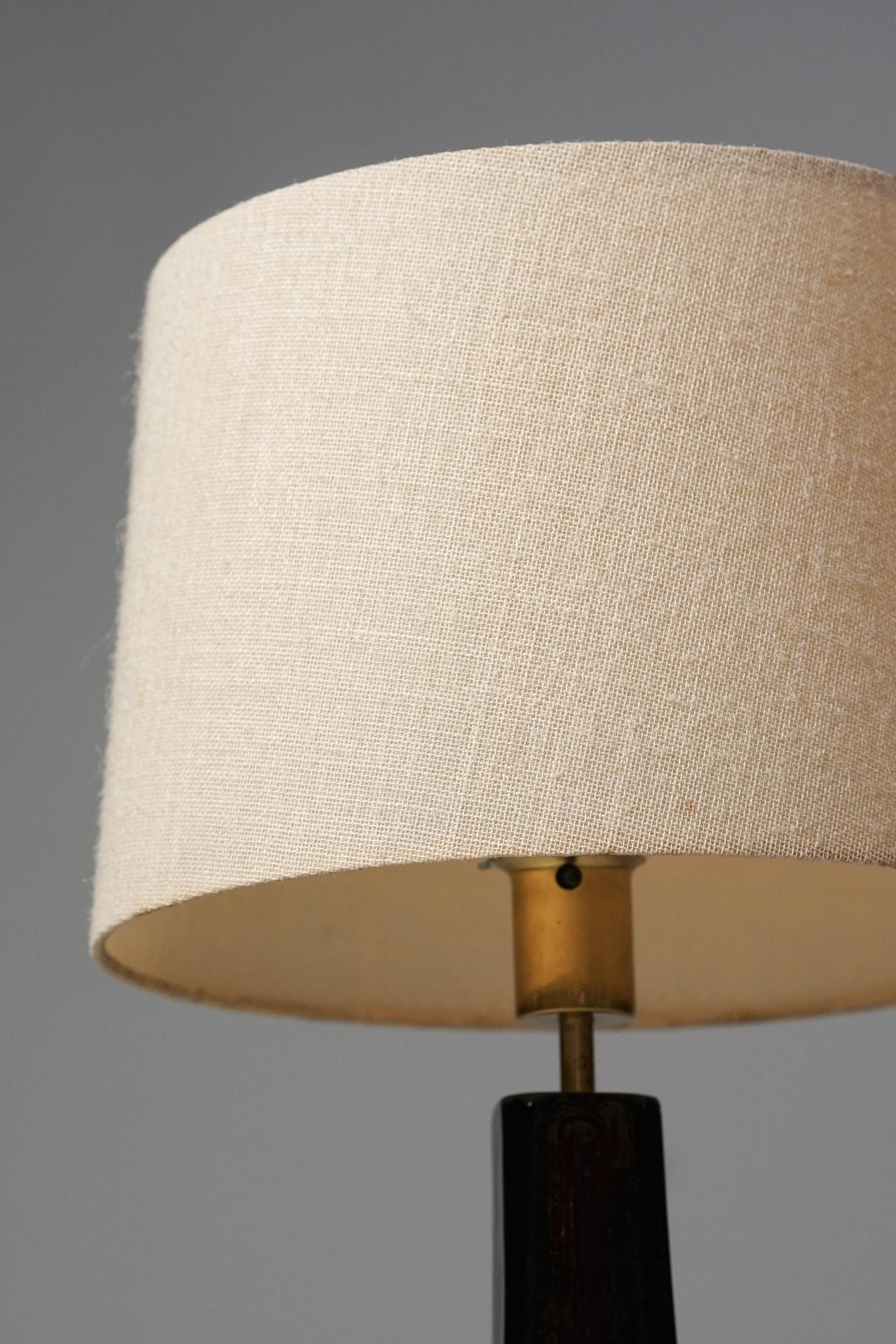 Brass Glass Table Lamp, Heikki Turunen, Arabia, Mid-20th Century