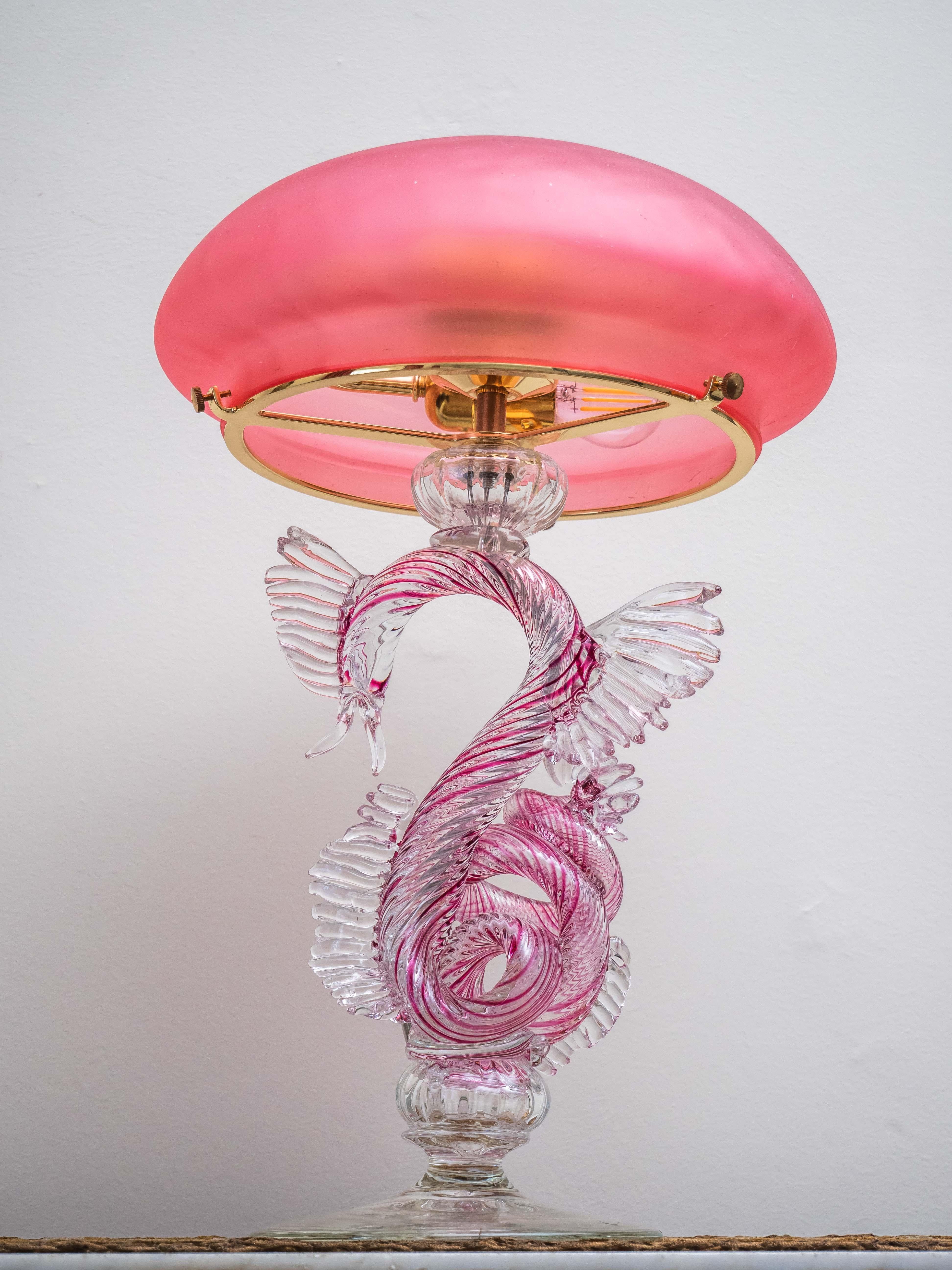 Glass table lamp in Renaissance style In Good Condition For Sale In STRAČOV, CZ