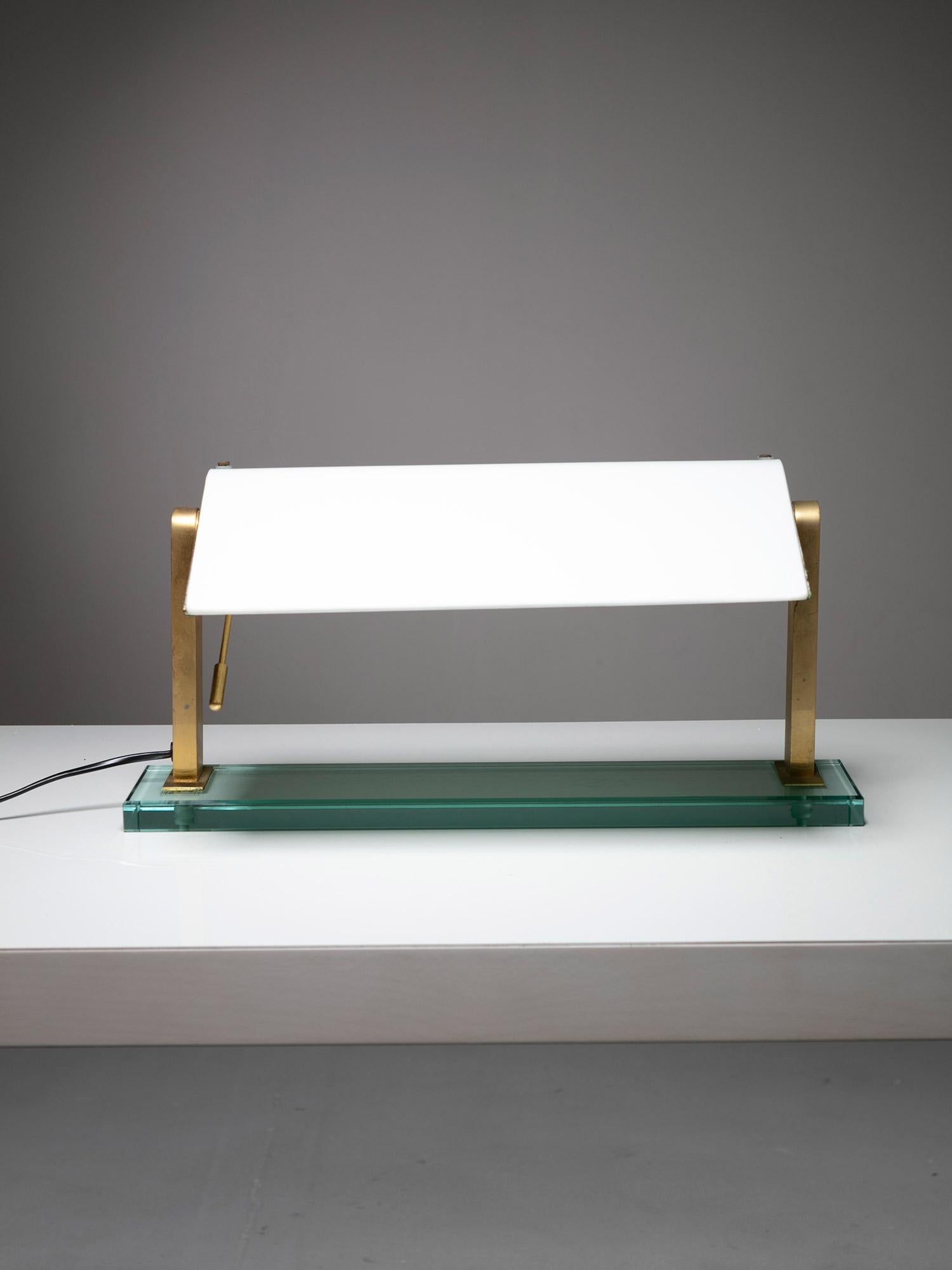 Brass Glass Table Lamp Model 0836 by Pietro Chiesa for Fontana Arte, Italy, 1930s For Sale