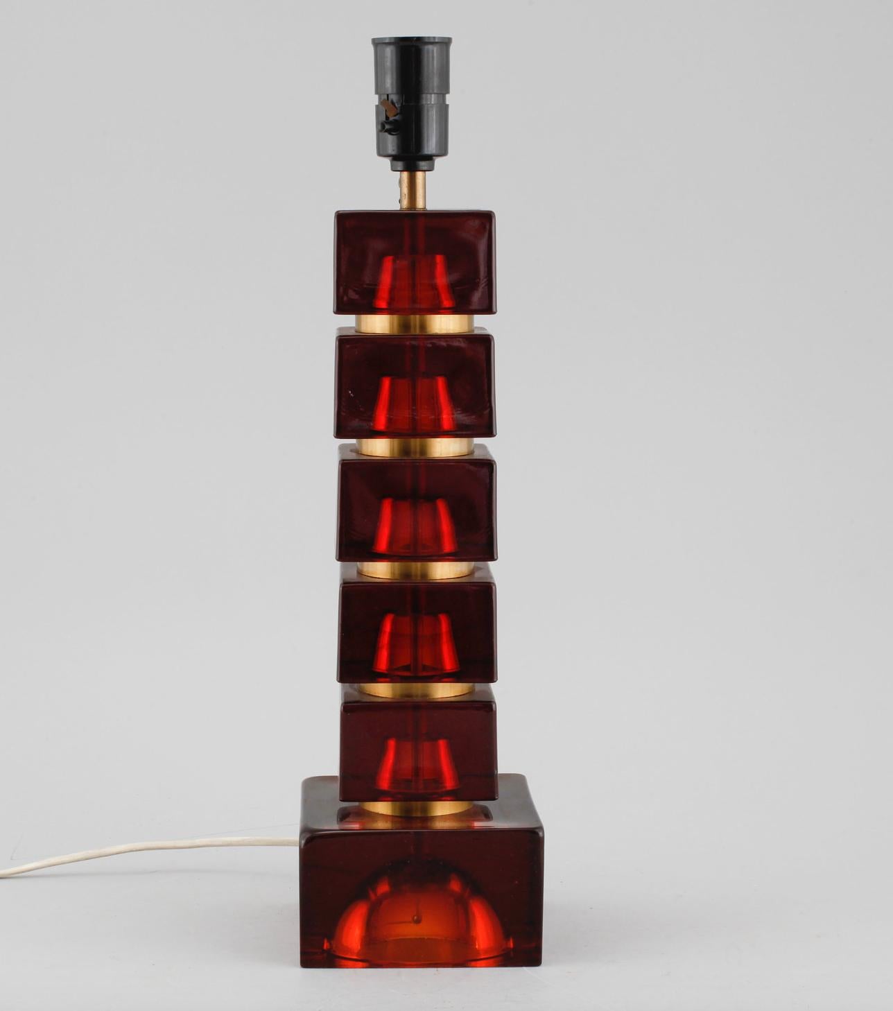 Scandinavian Modern Glass Table Lamp Orrefors Attributed For Sale