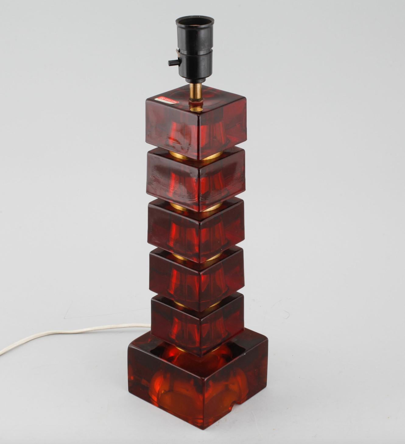 Swedish Glass Table Lamp Orrefors Attributed For Sale