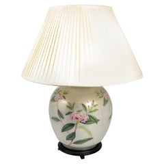 Glass Table Lamp with Oleander Ornament