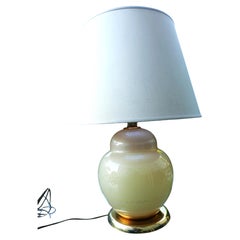 Glass table lamp with silver inclusions in the Seguso Barovier style.