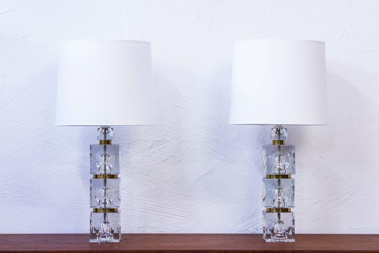 Glass Table Lamps Attributed To Sven Palmqvist Sweden 1960s